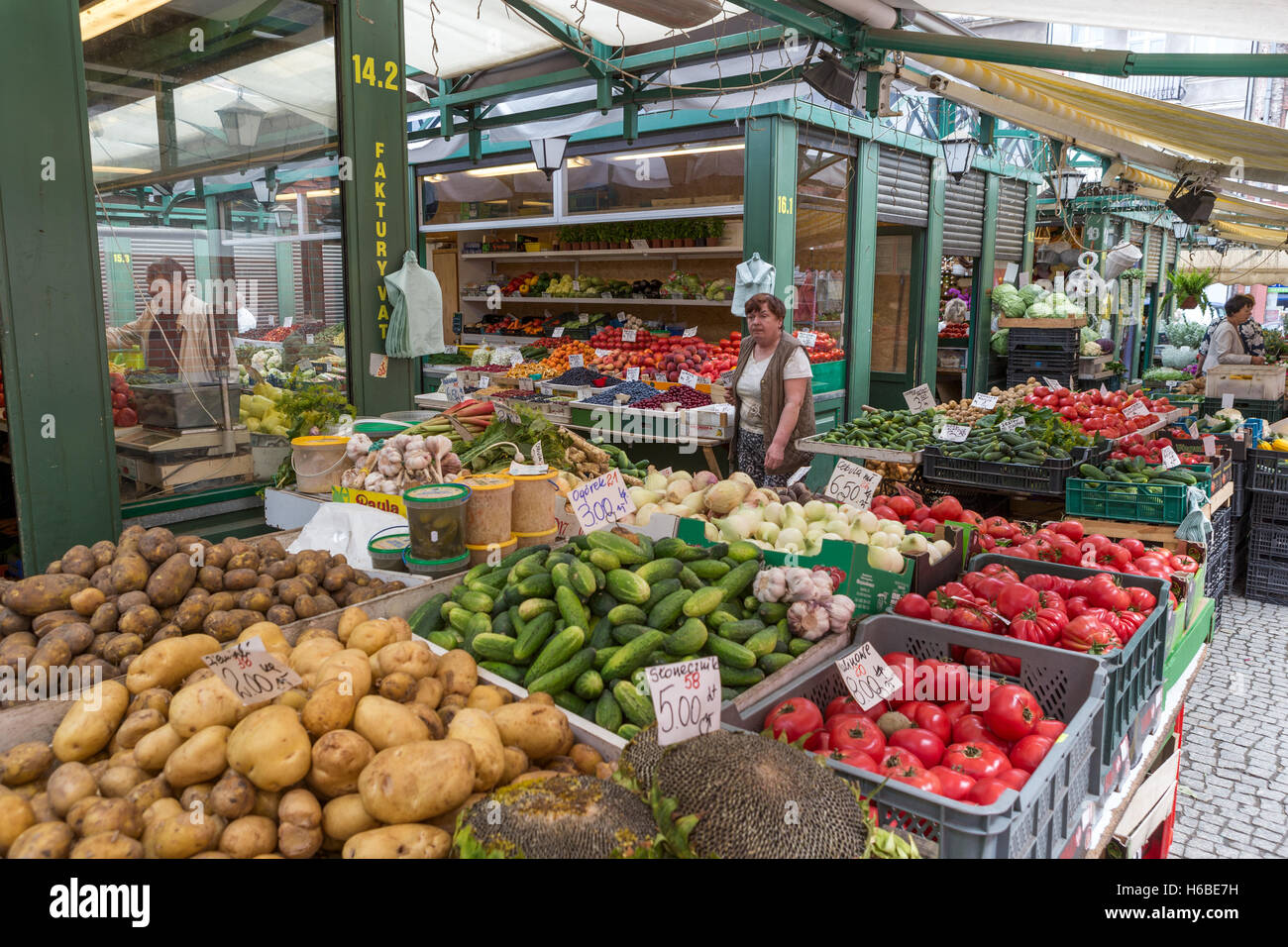 Mercato di Hala Targowa, Danzica, Polonia Foto Stock