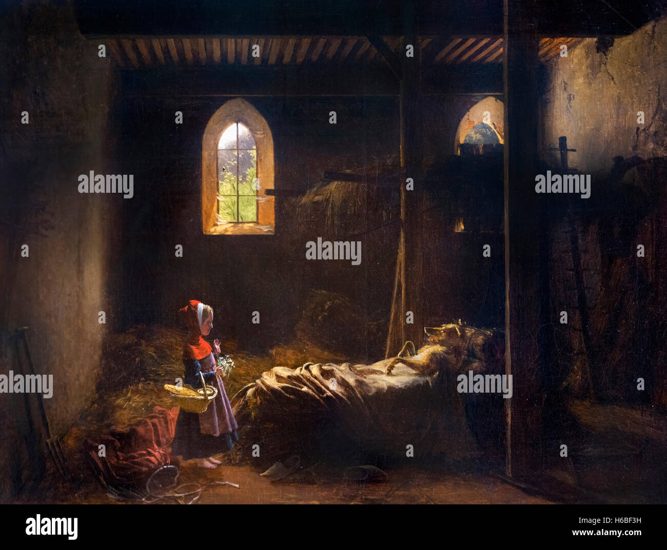 Little Red Riding Hood (Le petit chaperon rouge) da Fleury-François Richard, olio su tela, c.1820 Foto Stock