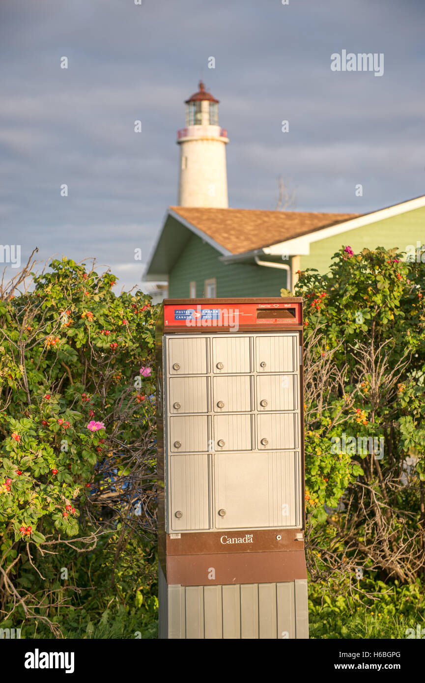 Canada Post gruppo rurale delle caselle di posta (Cap des Rosiers, Quebec, Canada) Foto Stock