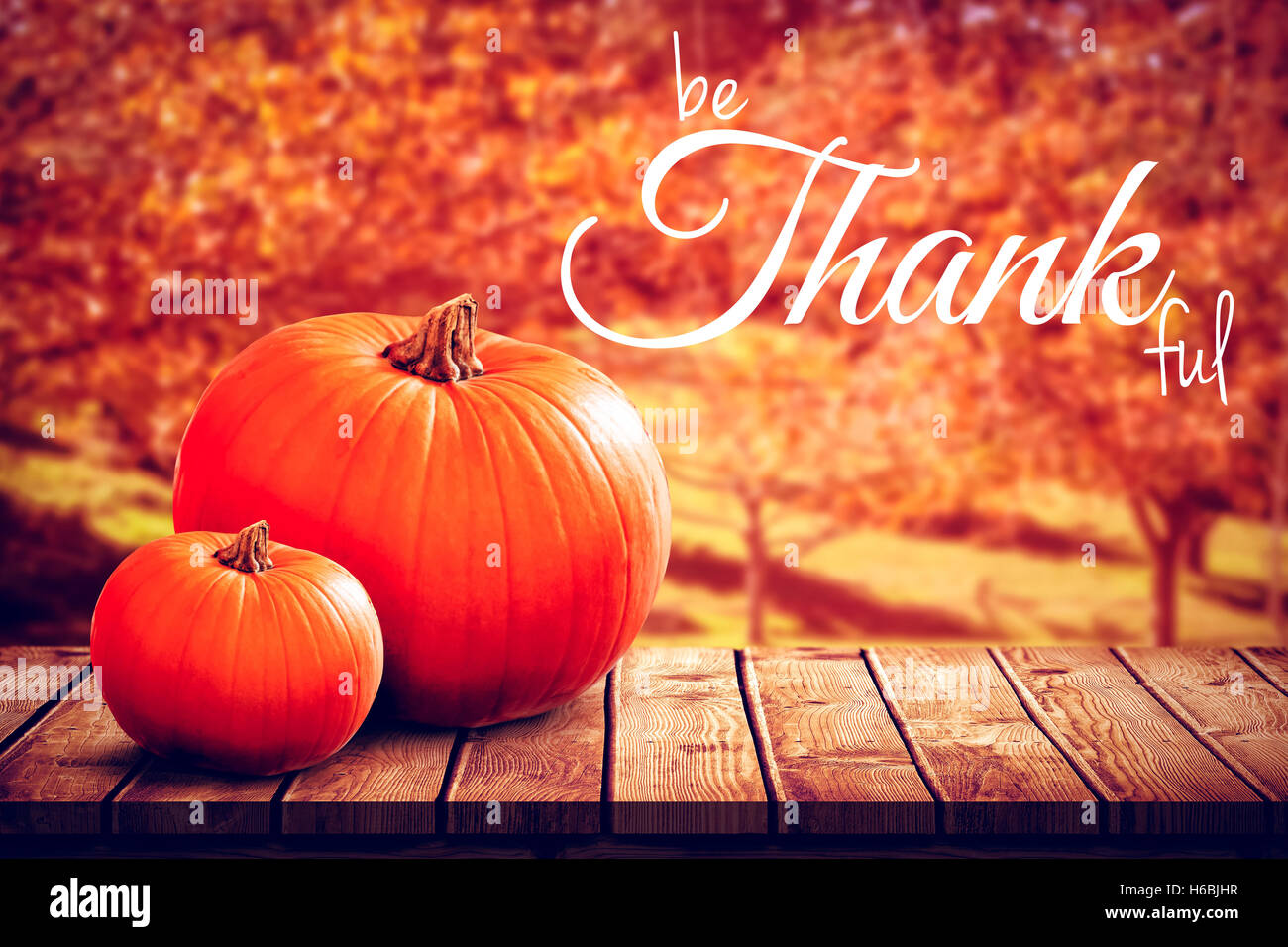 Immagine digitale di felice giorno del ringraziamento Testo messaggio di saluto Foto Stock