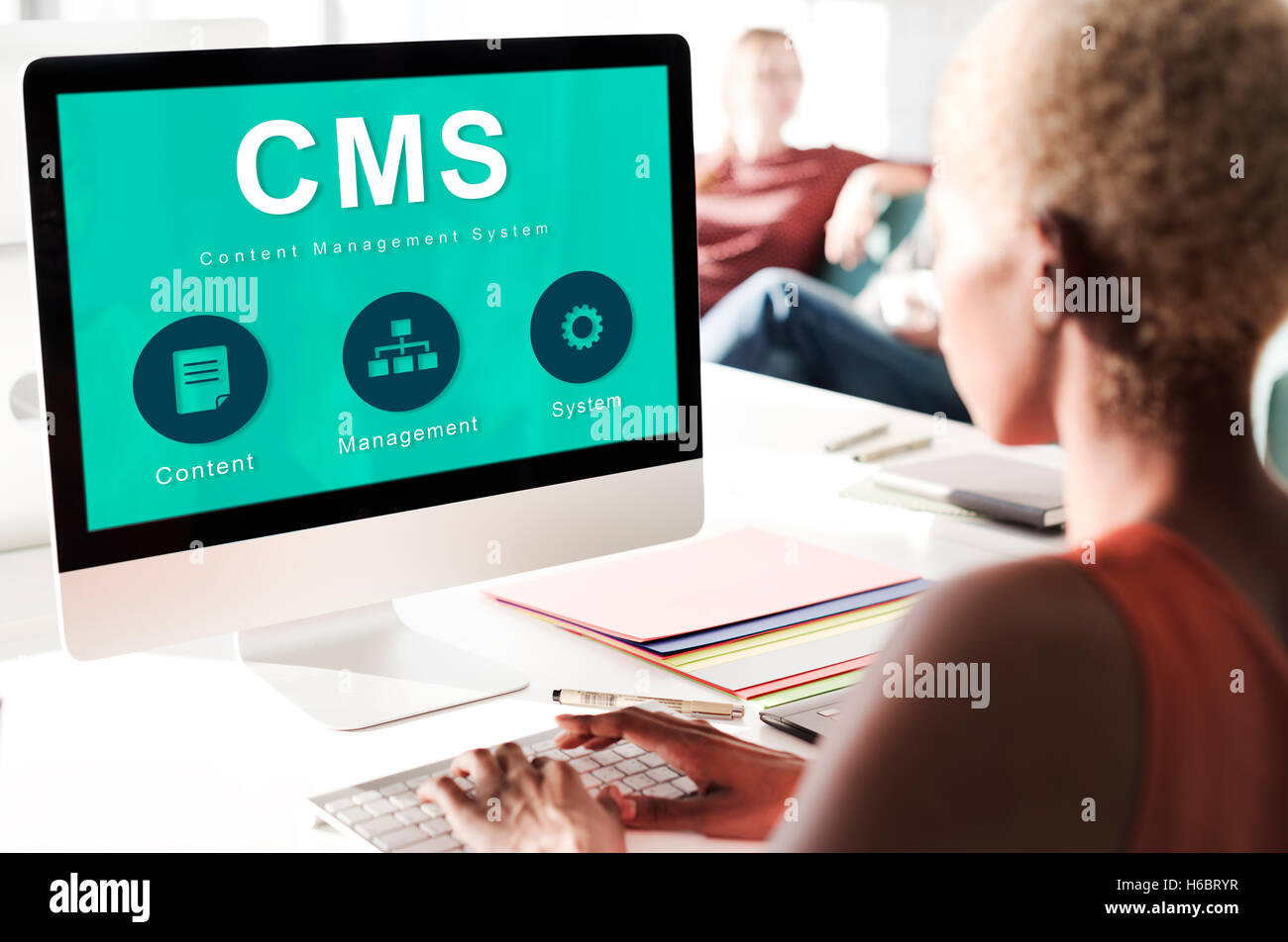 Sistema di gestione dei contenuti della strategia il concetto di CMS Foto Stock