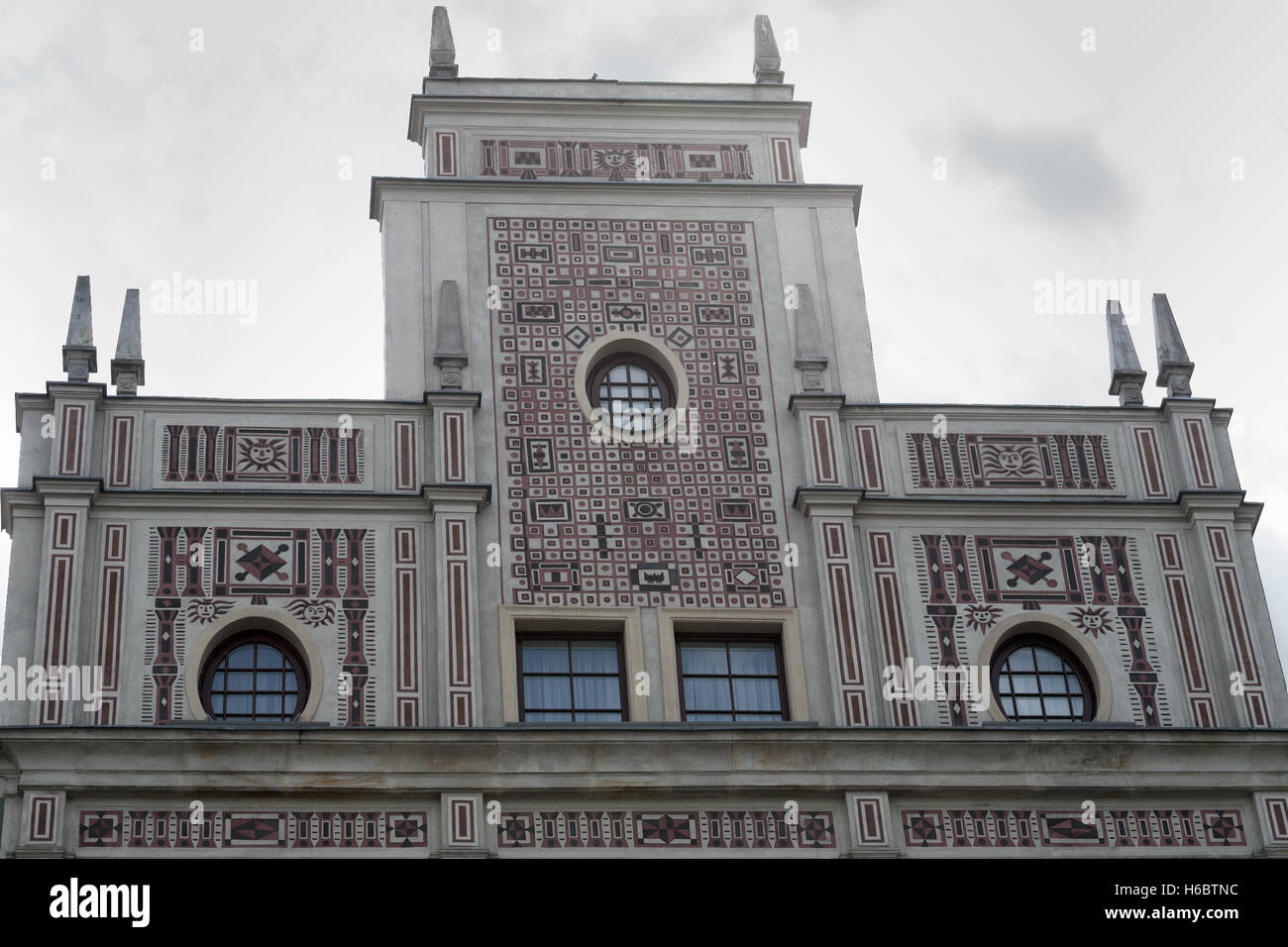 Facciata art deco, Ulica Dluga (Dluga Street), Danzica, Polonia Foto Stock