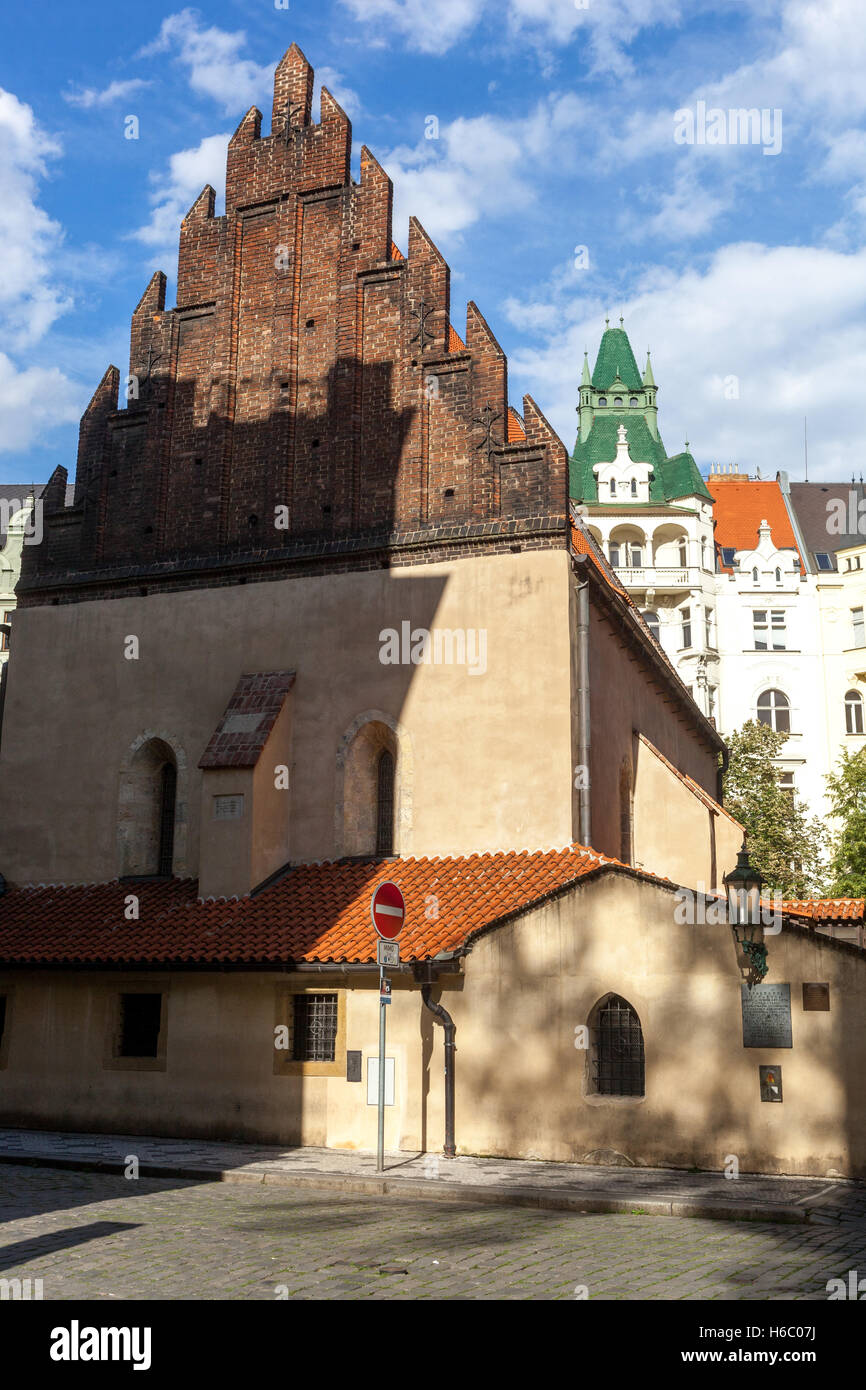 Sinagoga Vecchia-Nuova, quartiere ebraico, Josefov, sinagoga di Praga sinagoga del quartiere ebraico di Praga Foto Stock