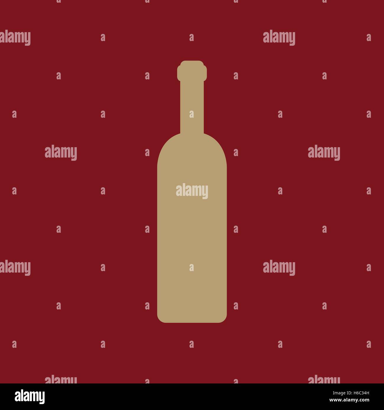 La bottiglia di vino e la relativa icona. Simbolo della bottiglia. Appartamento Illustrazione Vettoriale