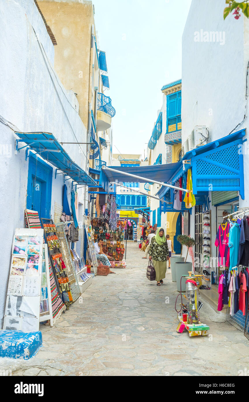 Tutte le piccole Medina è la zona turistica, così il workshop, bancarelle e gallerie d' arte sono ovunque Foto Stock