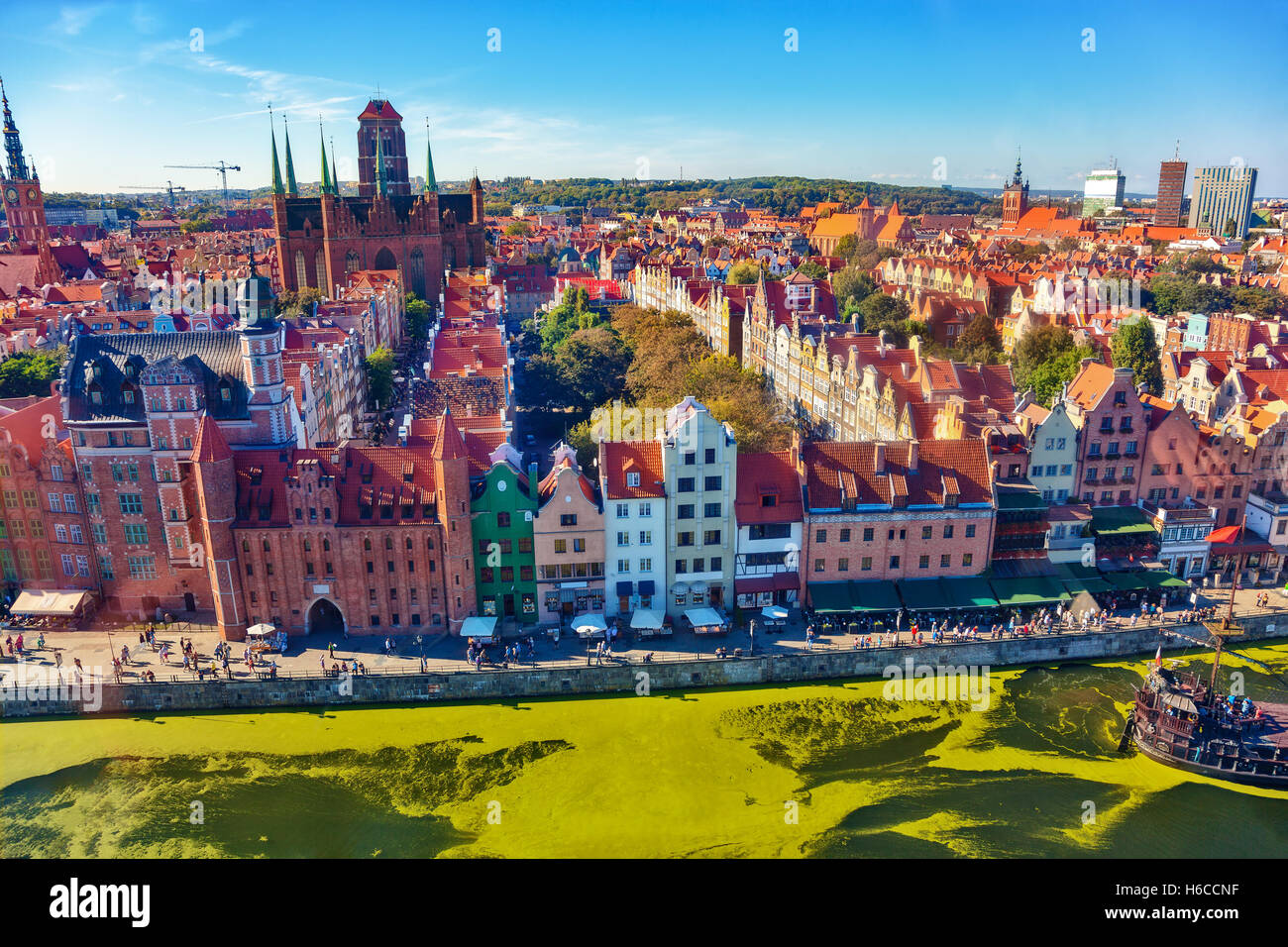 La vista dall'alto sulla Città Vecchia di Danzica, Polonia. Foto Stock