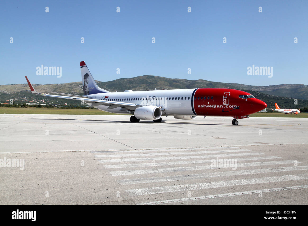 NORWEGIAN air aereo all'aeroporto di Split con nuovi turisti in Croazia Foto Stock