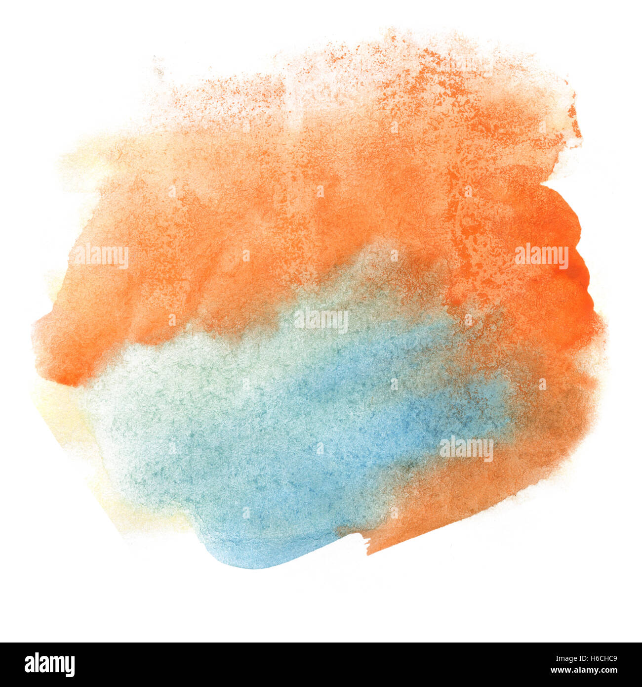 Abstract giallo, blu acquerello splash. Acquerello drop blot isolato per il design art Foto Stock