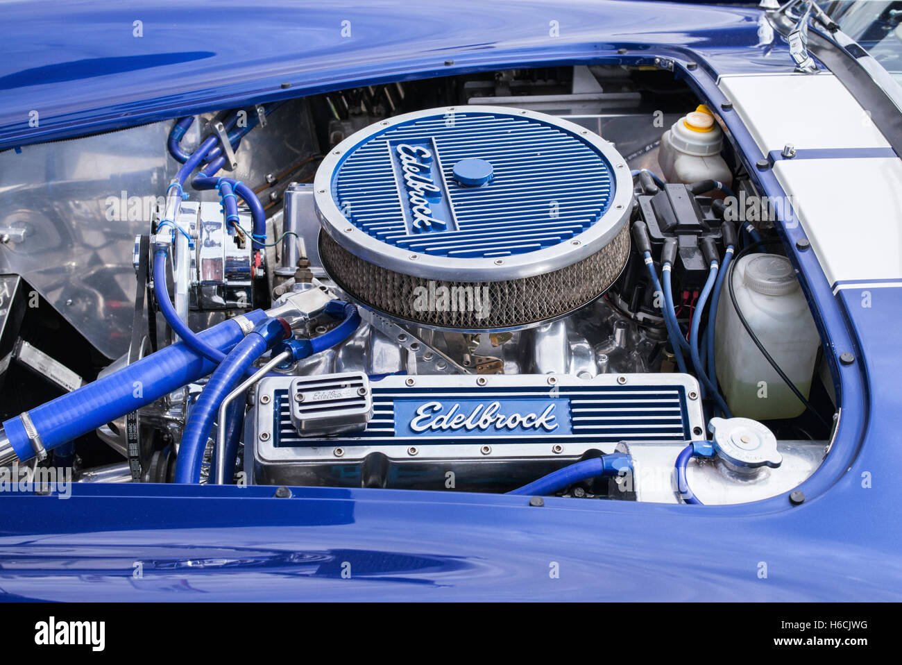 Motore Edelbrock in un AC Cobra auto Foto Stock