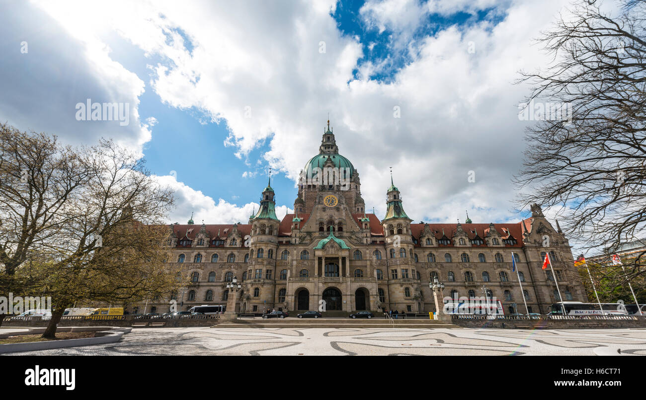 Neues Rathaus, Municipio nuovo, Hannover, Bassa Sassonia, Germania Foto Stock