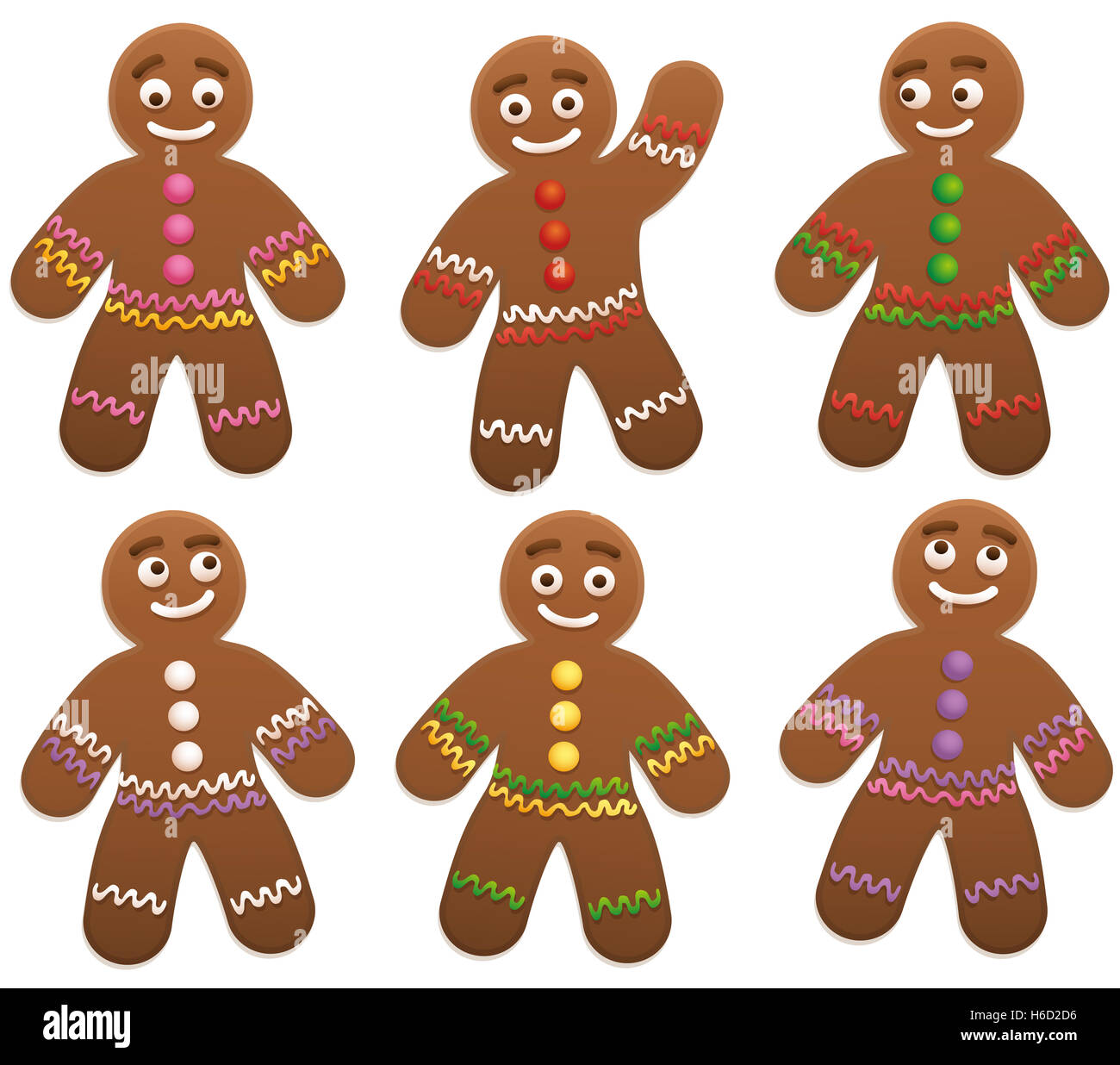 Gingerbread Man Group - illustrazione su sfondo bianco. Foto Stock