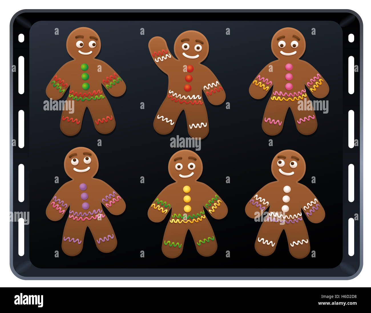 Gingerbread Man sulla piastra di cottura - molto carino e dolce biscotti di Natale. Foto Stock
