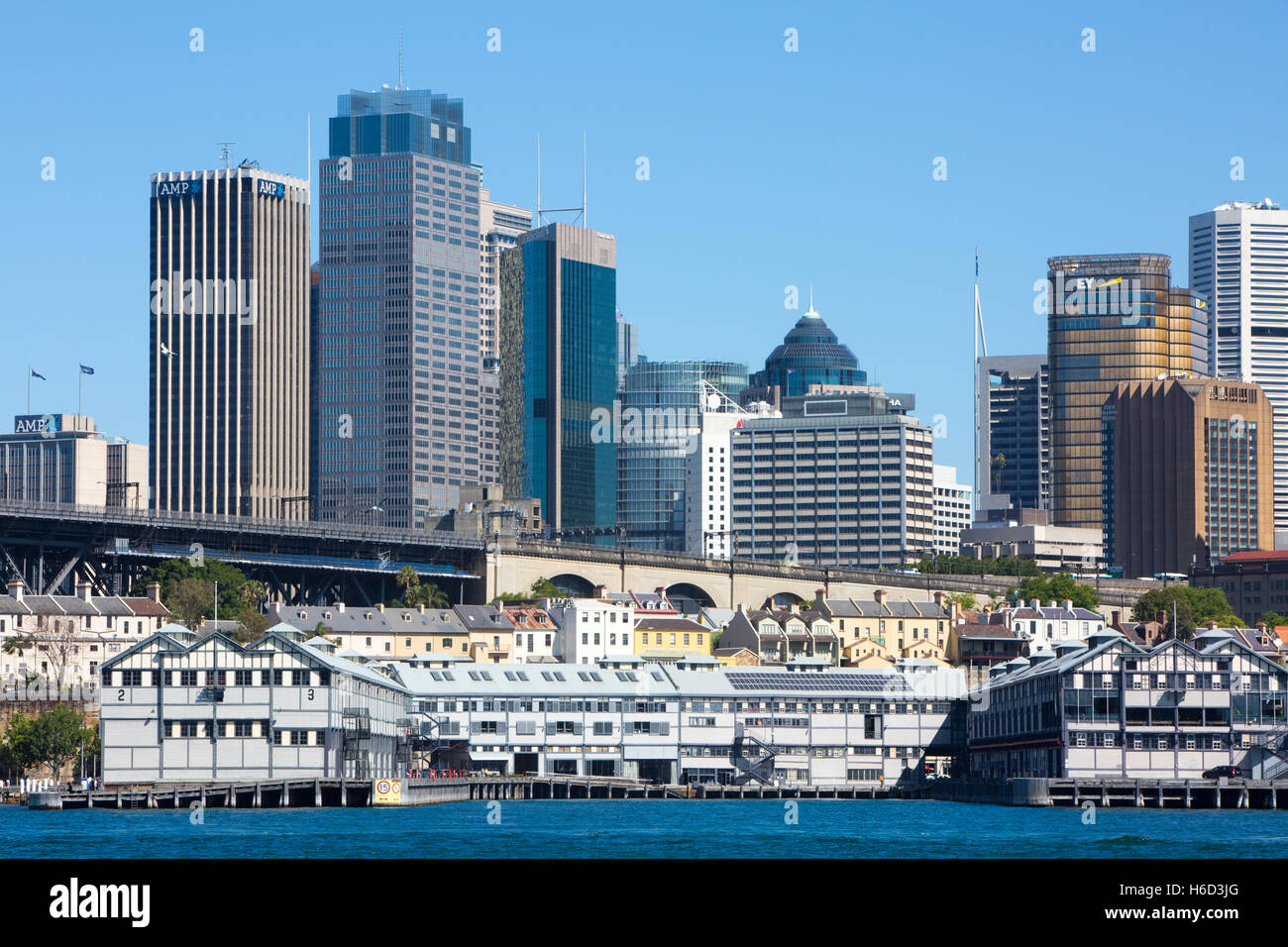 Vista del centro di Sydney e del paesaggio urbano, alti uffici aziendali, Sydney, NSW, Australia Foto Stock