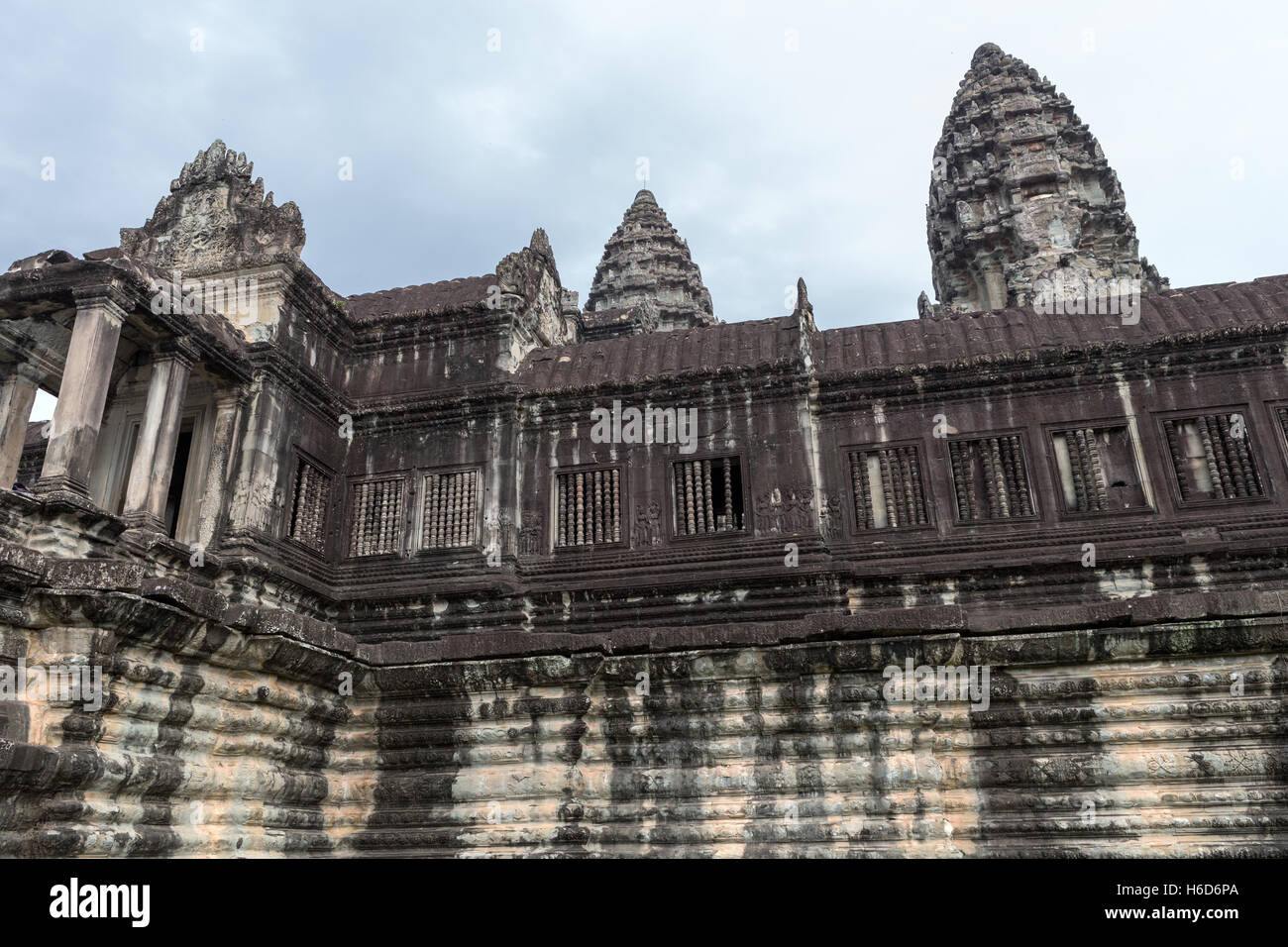 Corridoio, architettura Khmer, Angkor Wat, Cambogia Foto Stock