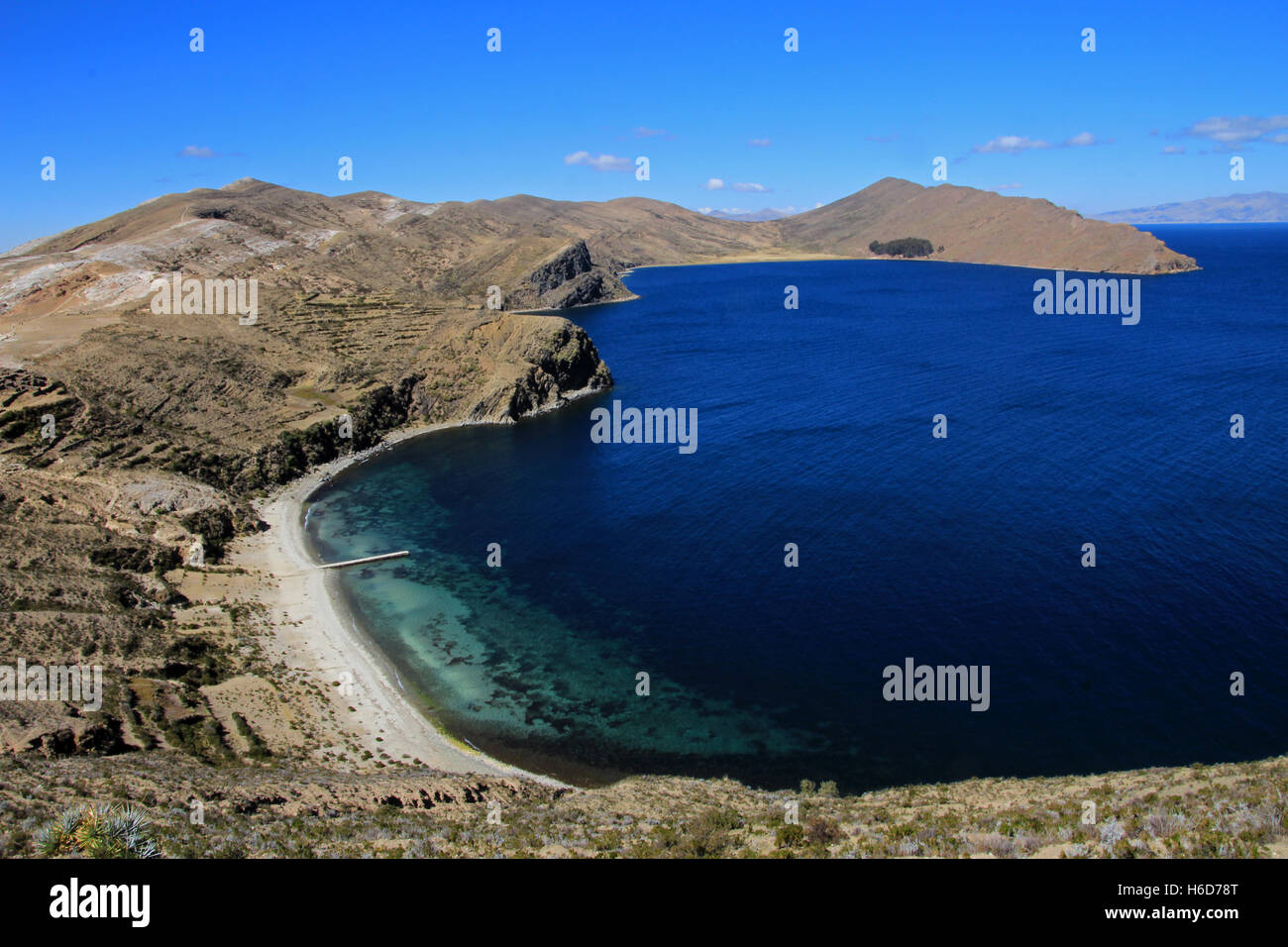Bay sull'isola del sole, il lago Titicaca, Bolivia Foto Stock