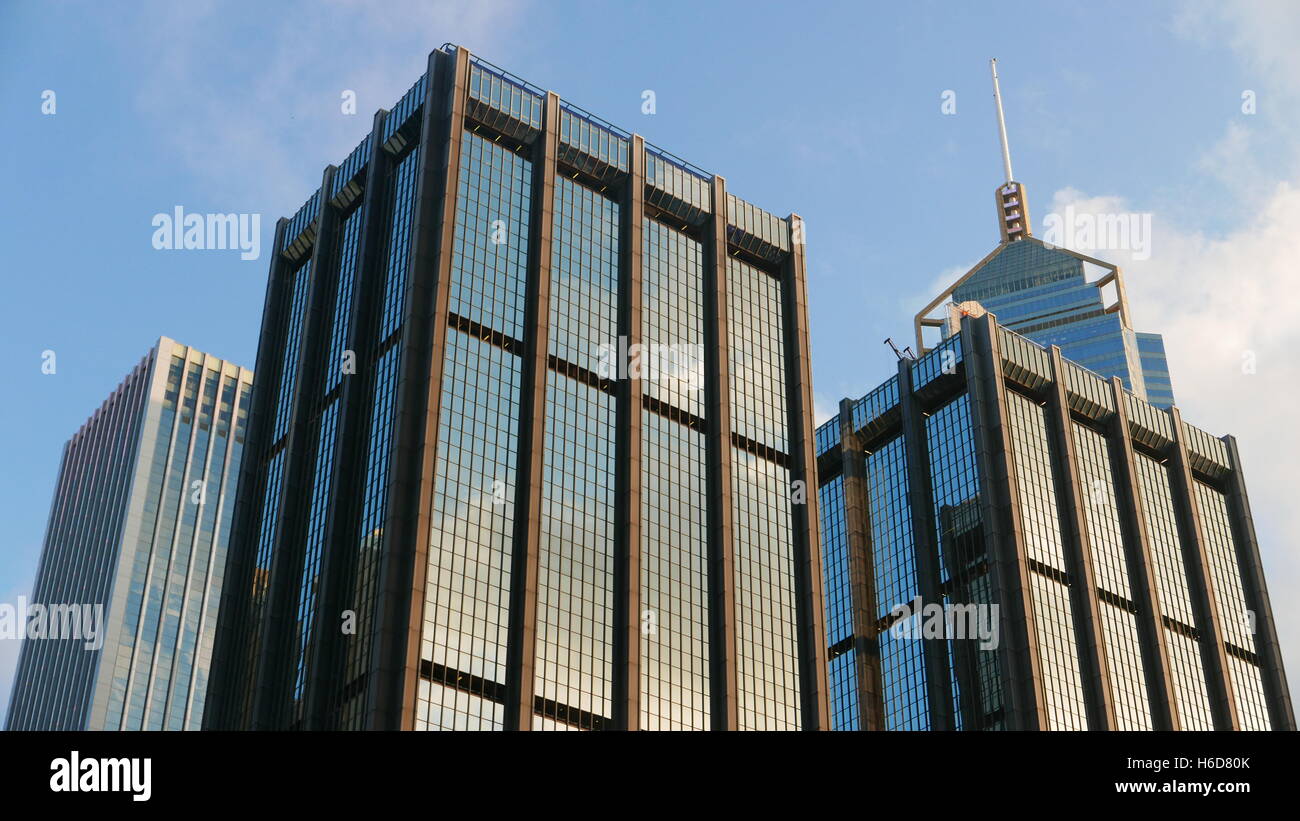 Alcuni edifici per uffici a Hong Kong business area distrettuale Foto Stock