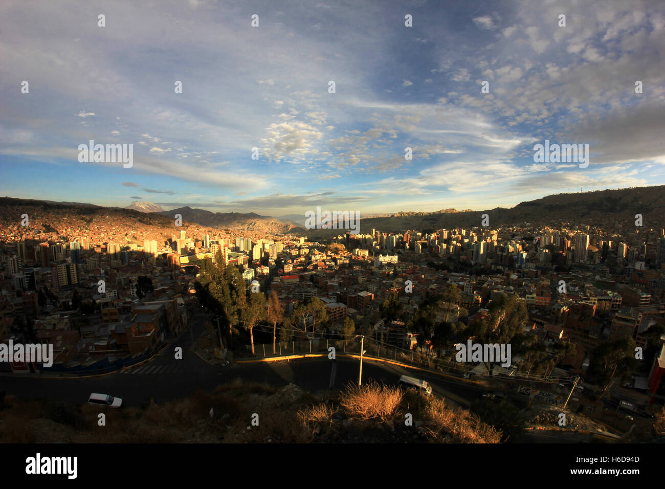 Panorama di notte La Paz in Bolivia Foto Stock