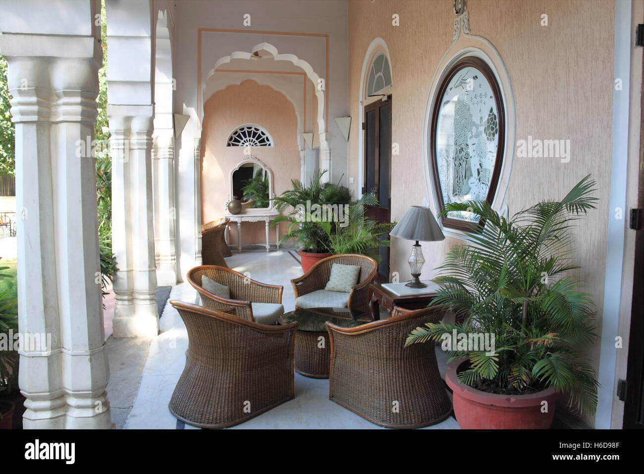 Mandawa Haveli Heritage Hotel, Jaipur, Rajasthan, India, subcontinente indiano, Asia del Sud Foto Stock