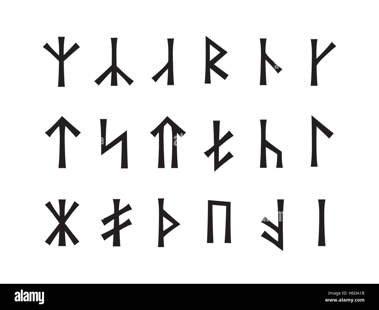 Rune slava di Venethi. Pre-Christian script slava (ipotetico la scrittura utilizzata prima del IX secolo in Europa orientale). Illustrazione Vettoriale