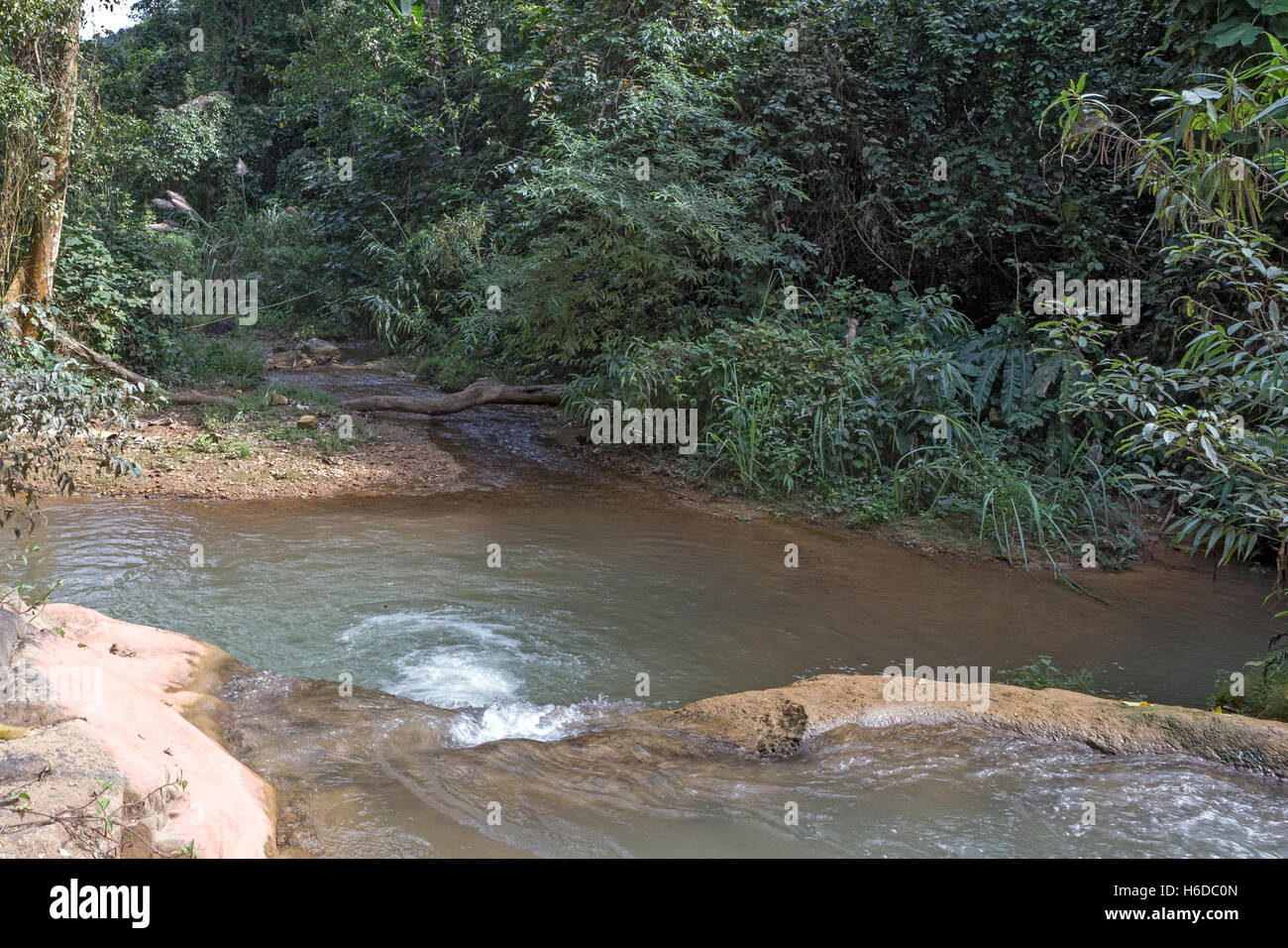 Cascata, villaggio di Ban Phavie, popolo khmu/Khamu, vicino Muang la, provincia di Oudomxay, Laos Foto Stock