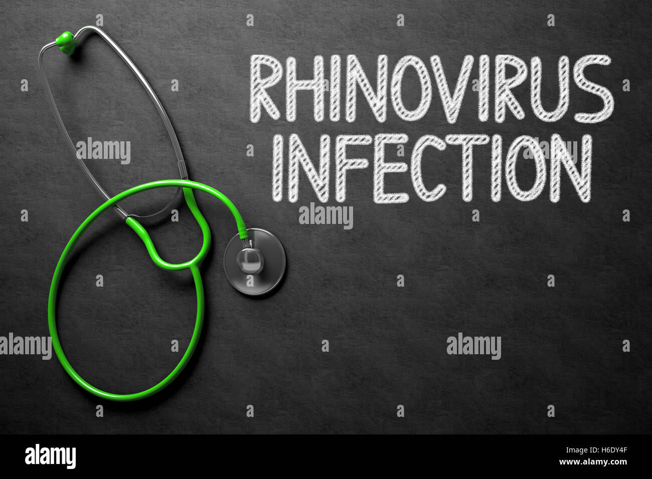 Infezione da rhinovirus sulla lavagna. 3D'illustrazione. Foto Stock