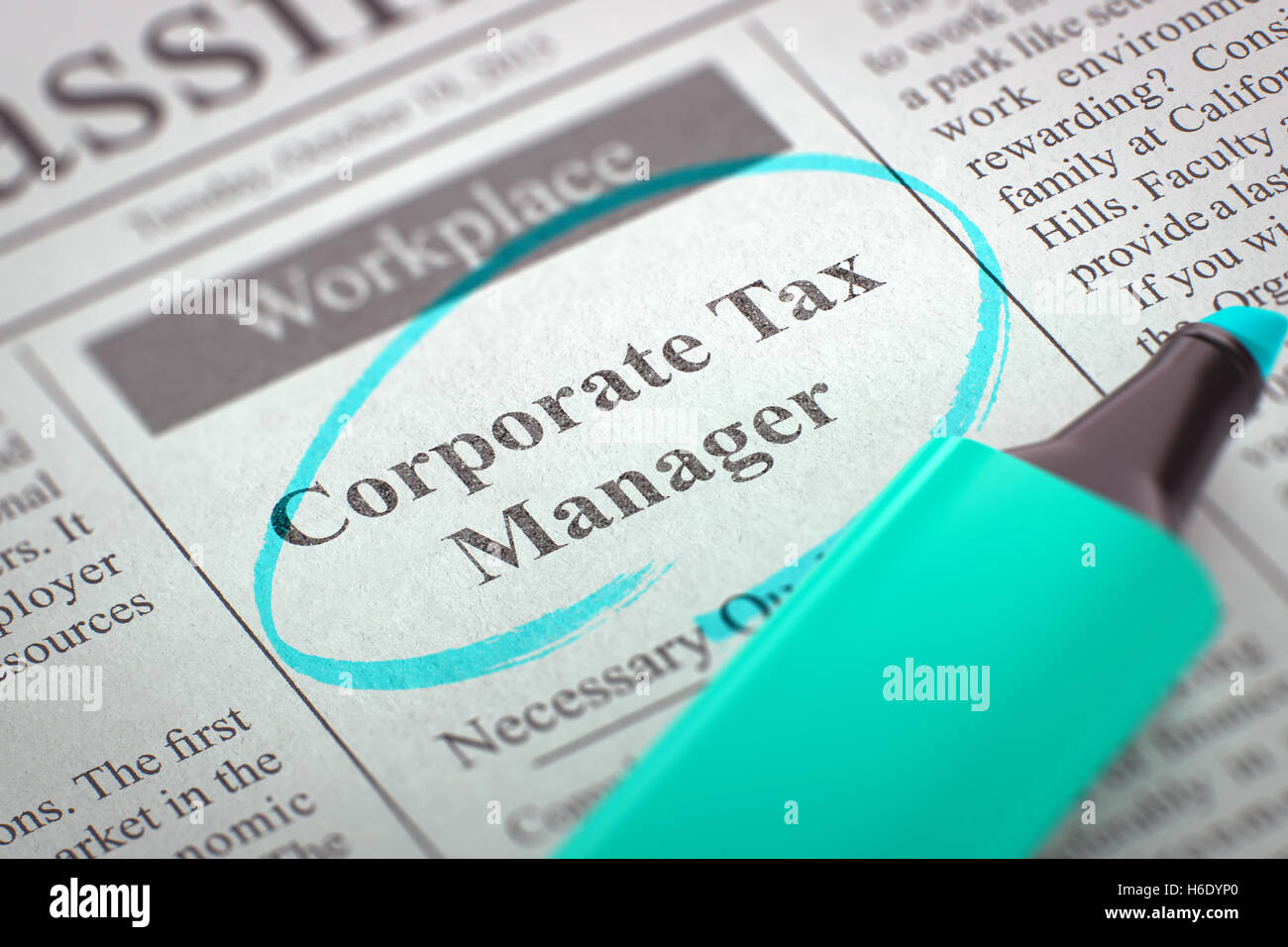 Stiamo assumendo Corporate Tax Manager. 3D. Foto Stock