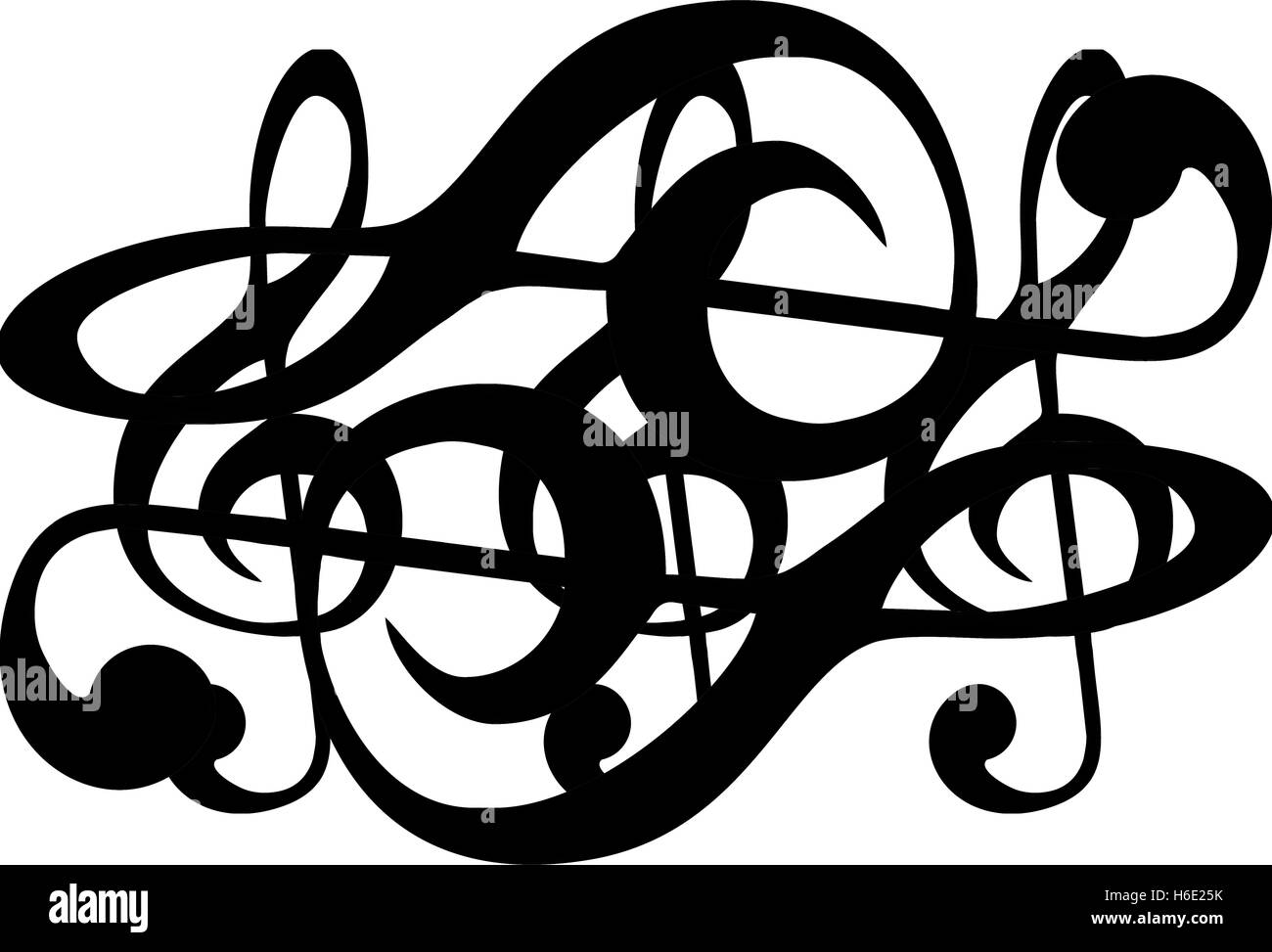 Grafica astratta della musica clef pattern con in bianco e nero a scacchi stile design. Foto Stock