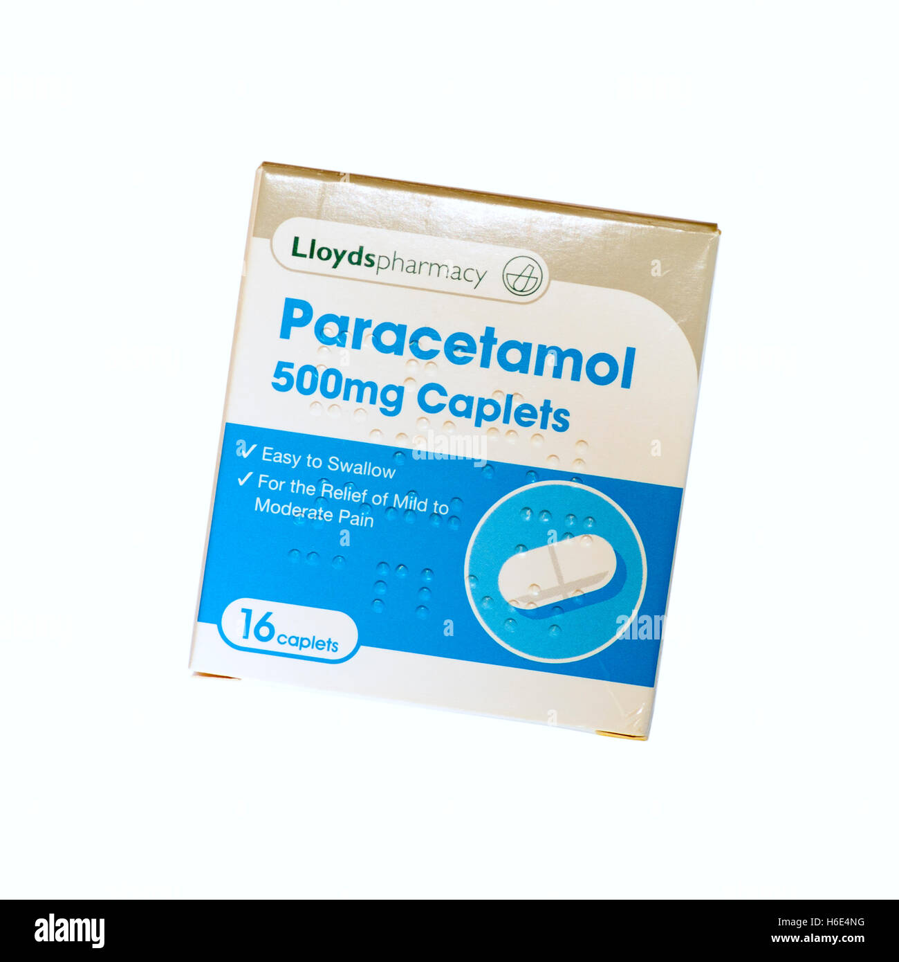 Pack di 500mg Lloyds Pharmacy propria marca paracetamolo caplet Foto Stock
