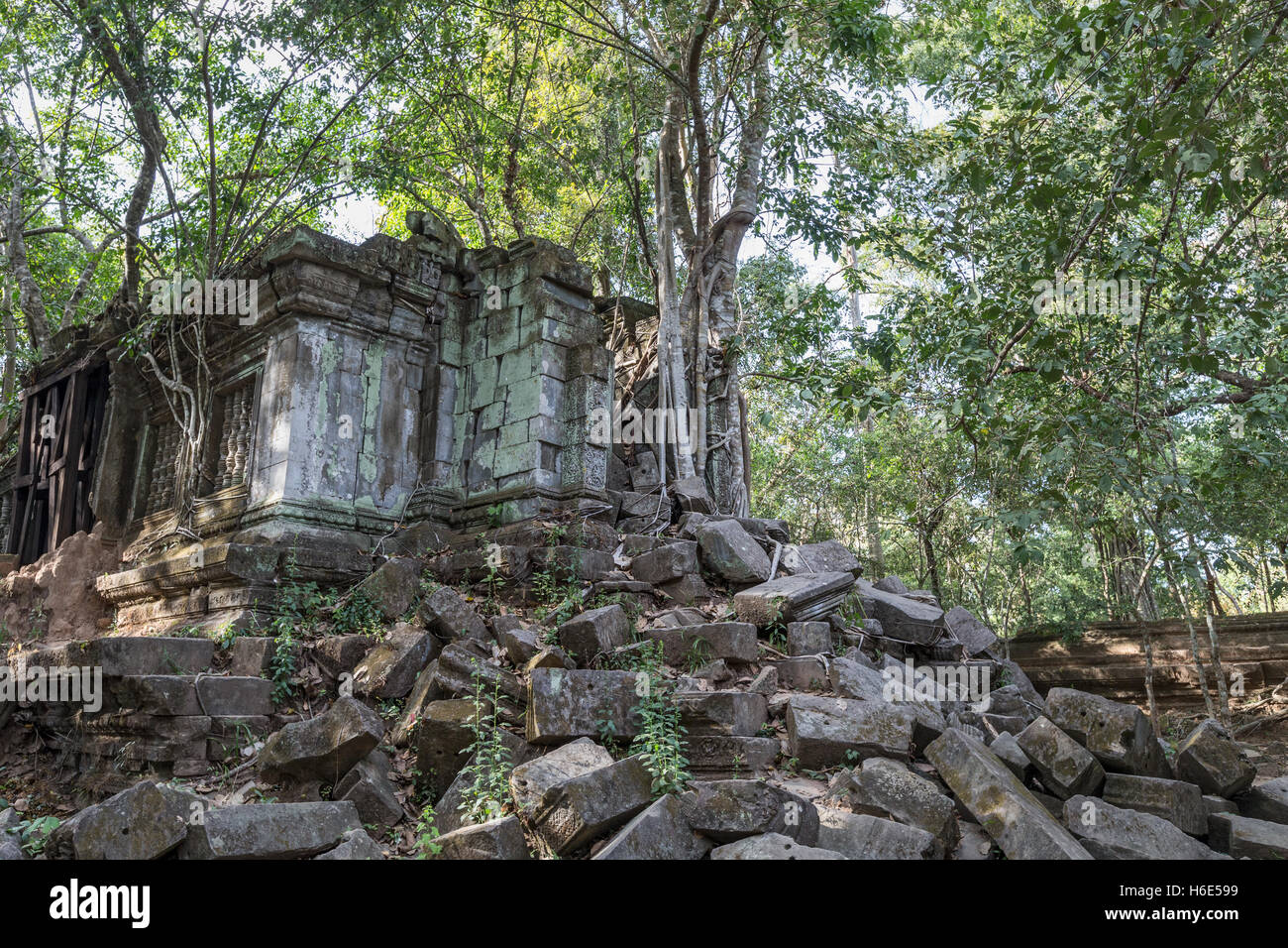 Rovine dei templi, Boeng Mealea, aka Boeng Mealea, Siem Reap, Cambogia Foto Stock