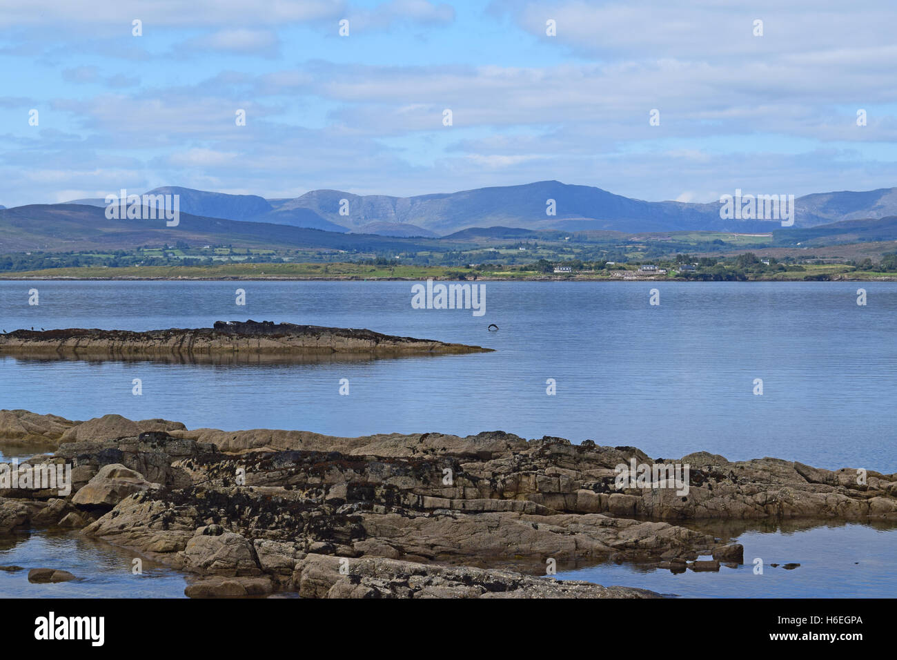 Acque tranquille del fiume Kenmare Foto Stock