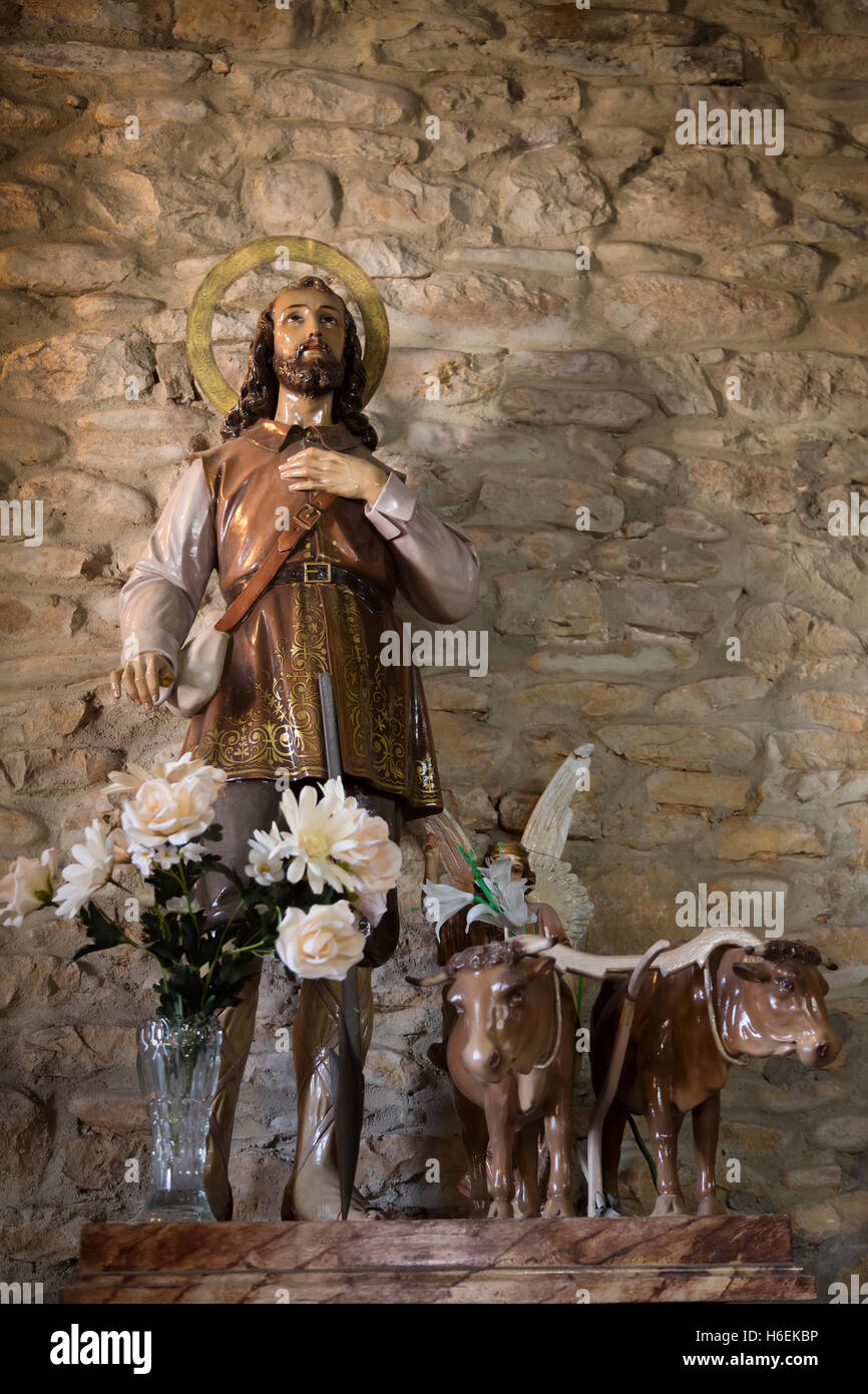 San Roque immagine, patrono degli animali. Villasante de Montija, Burgos, Castilla Leon. Spagna europa Foto Stock