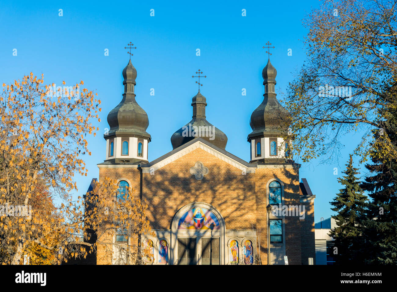 Stile bizantino, Chiesa ortodossa Ucraina, Cattedrale di San Giovanni, Edmonton, Alberta, Canada. Foto Stock