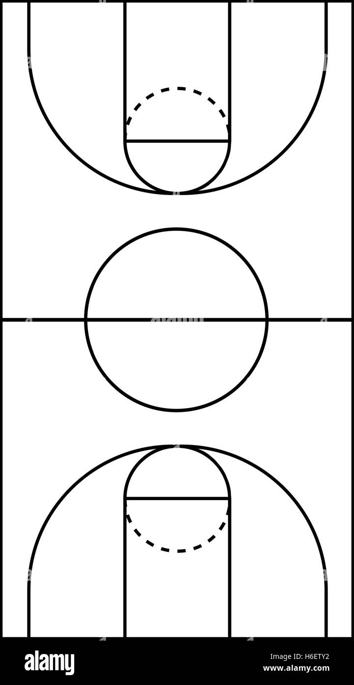 Formato A4 verticale corte di pallacanestro di vettore di linea Illustrazione Vettoriale