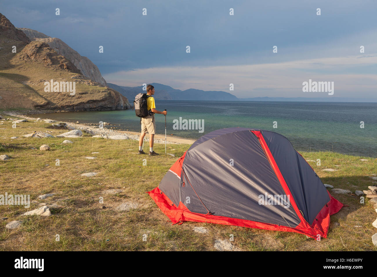 Sunrise in campeggio giorno Foto Stock