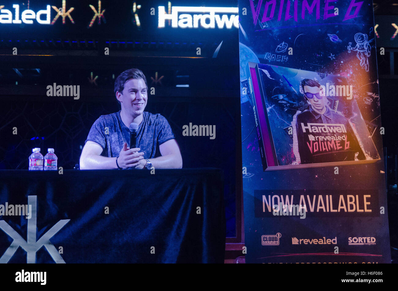 Robbert van de Corput aka Dj Hardwell assiste il suo premere confrence su Giugno 18th, 2015 a Hakkasan Night Club alla MGM di Las Vegas, Nevada. Foto Stock