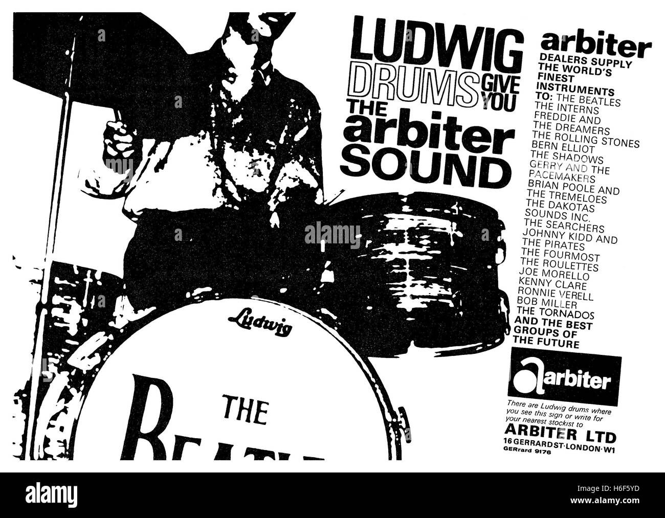 1964 British pubblicità per Ludwig tamburi Foto Stock