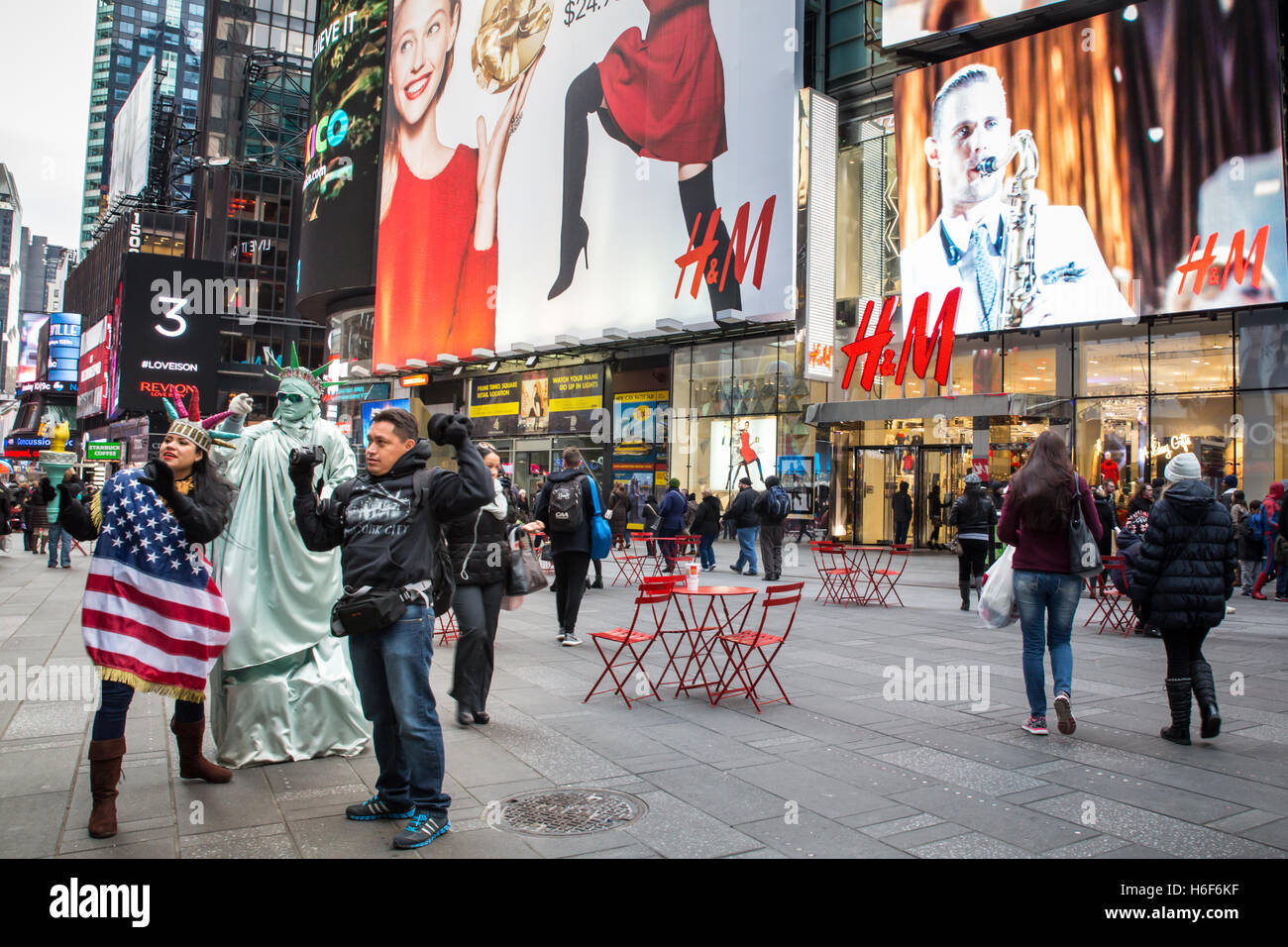 Vista di Times Square a Manhattan, New York City Foto Stock