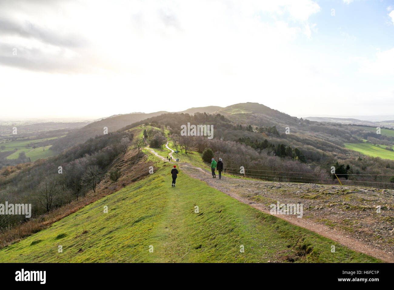 Il Malvern Hills sono una serie di colline nelle contee inglesi del Worcestershire, Herefordshire Foto Stock