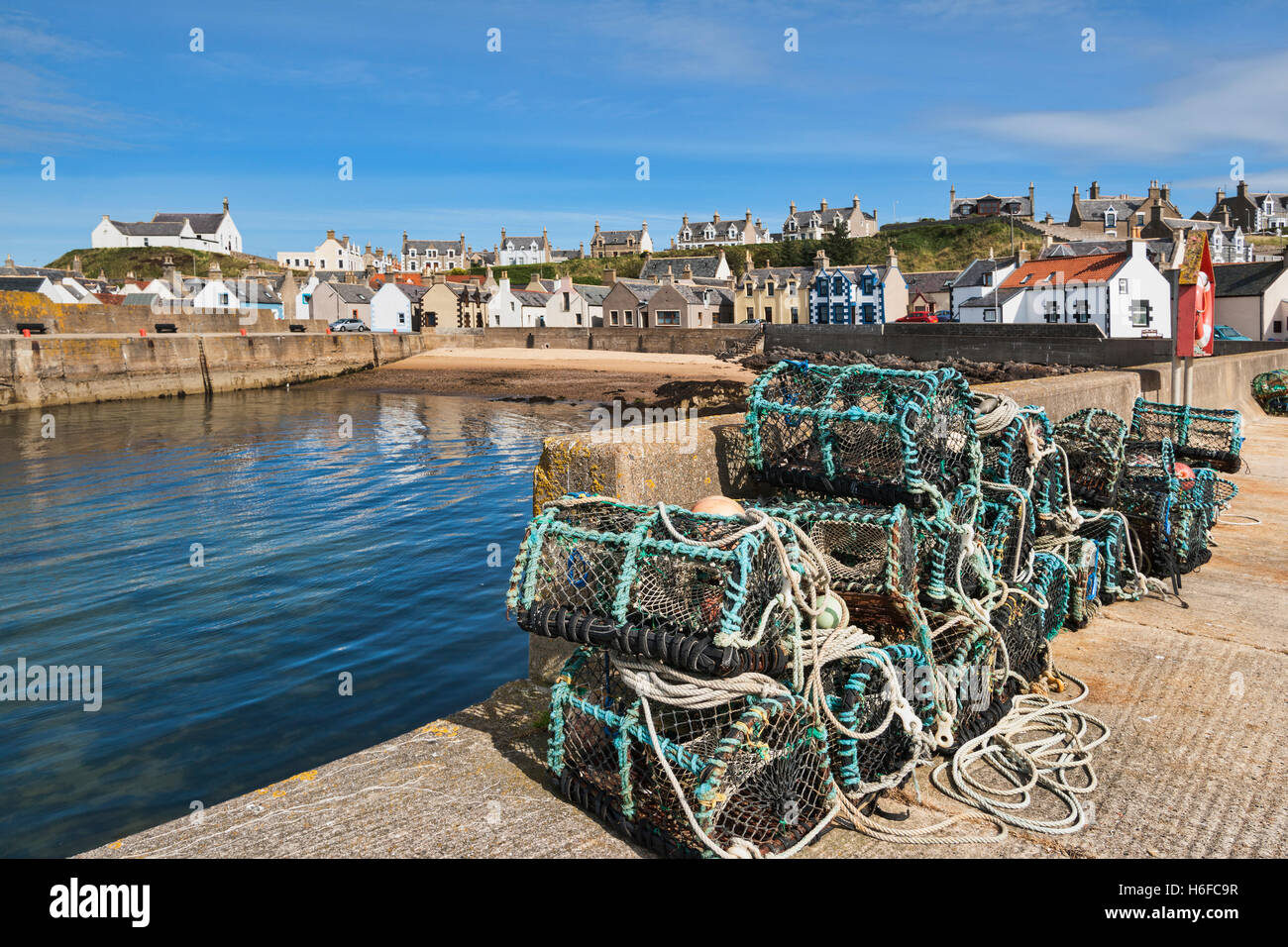 Findochty villaggio ed un porto, Moray Firth, regione delle Highlands della Scozia Foto Stock