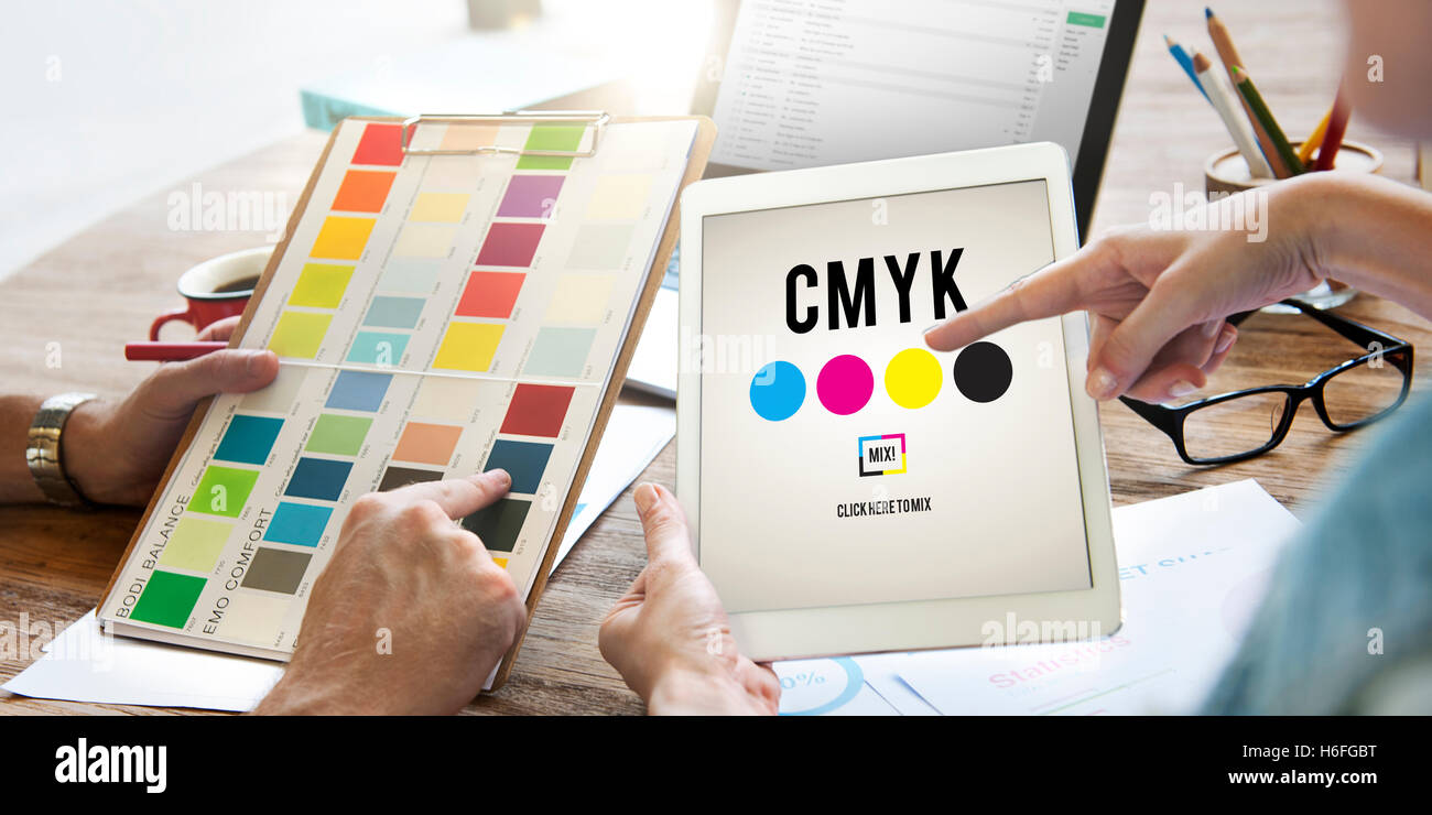 Colore CMYK per la stampa con inchiostro a colori il concetto di modello Foto Stock