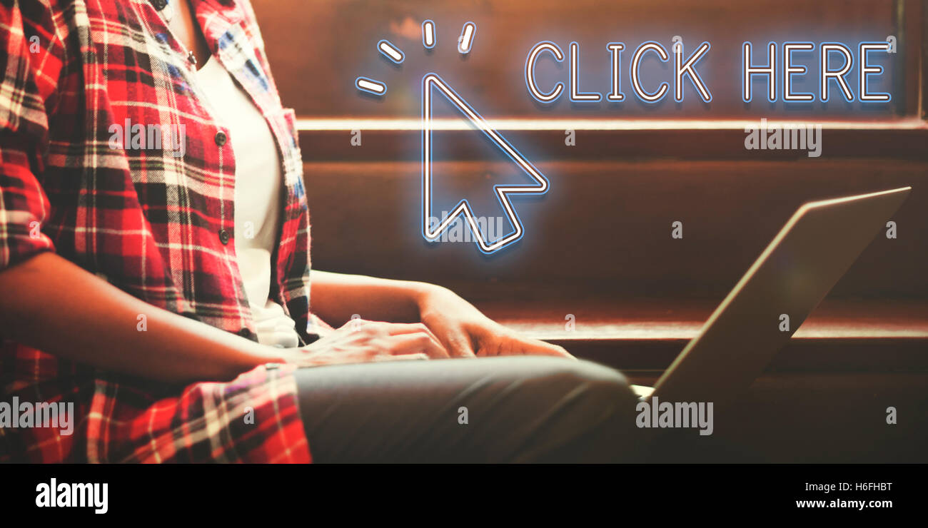 Internet digitale Icona di connessione puntatore del mouse Concept Foto Stock