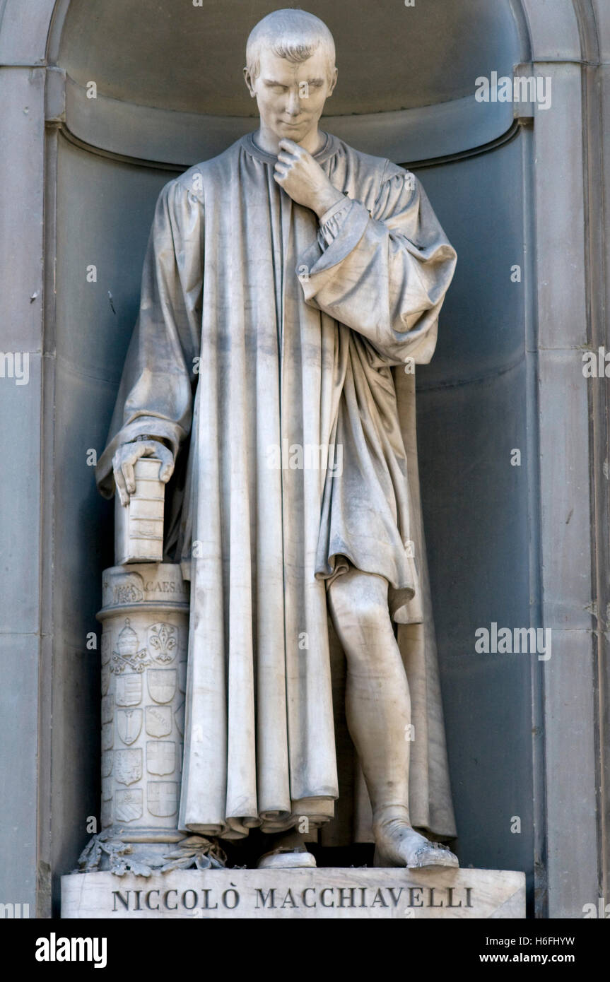 Statua di Niccolò Machiavelli, Galleria degli Uffizi, Galleria degli Uffici, Firenze, Toscana, Italia, Europa Foto Stock