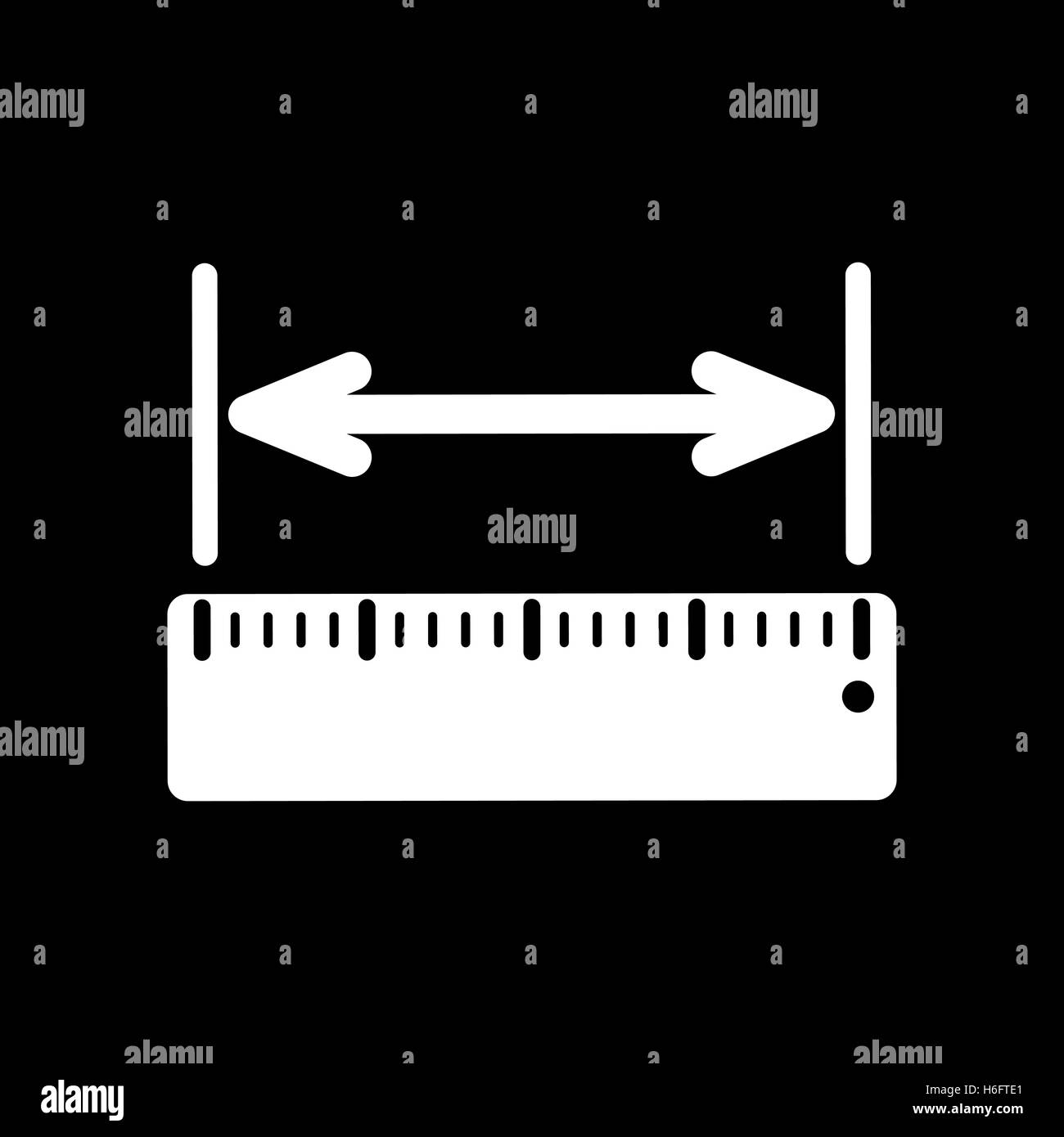 La misura della larghezza e la relativa icona. Righello e righello, simbolo di scala. Appartamento illustrazione vettoriale Illustrazione Vettoriale