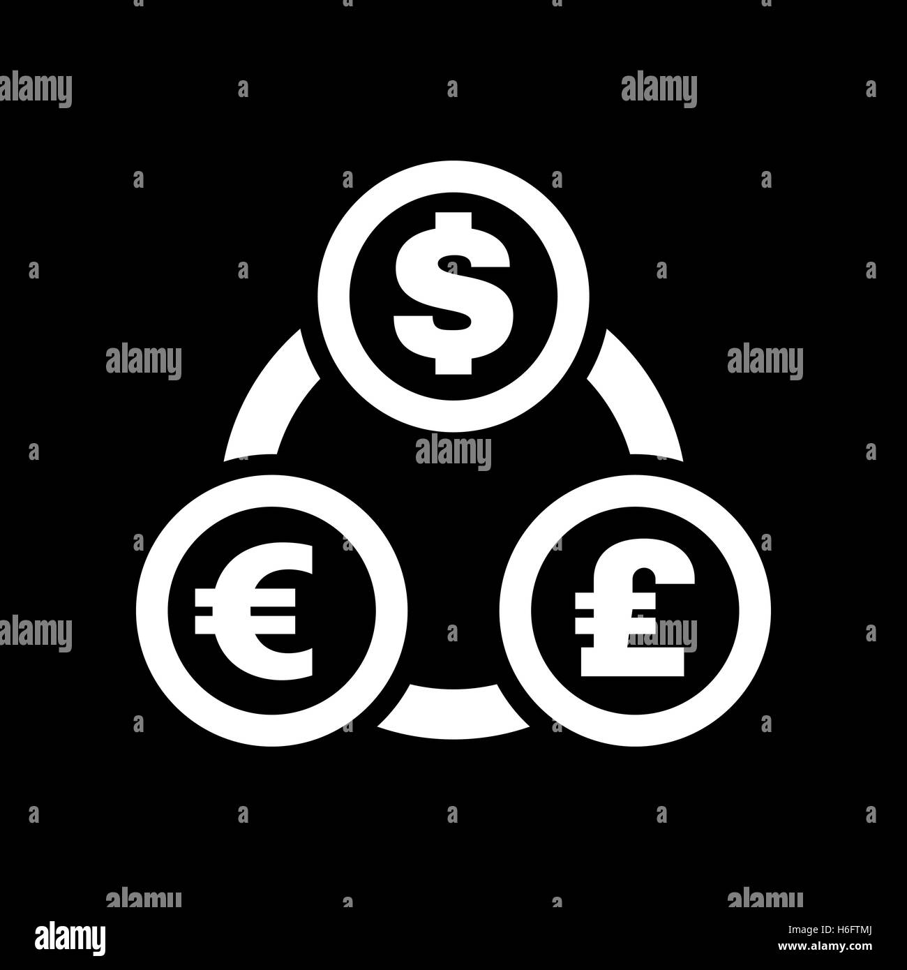 Il cambio valuta dollaro, euro, sterlina icona. Contanti e denaro, ricchezza, simbolo di pagamento. Appartamento illustrazione vettoriale Illustrazione Vettoriale