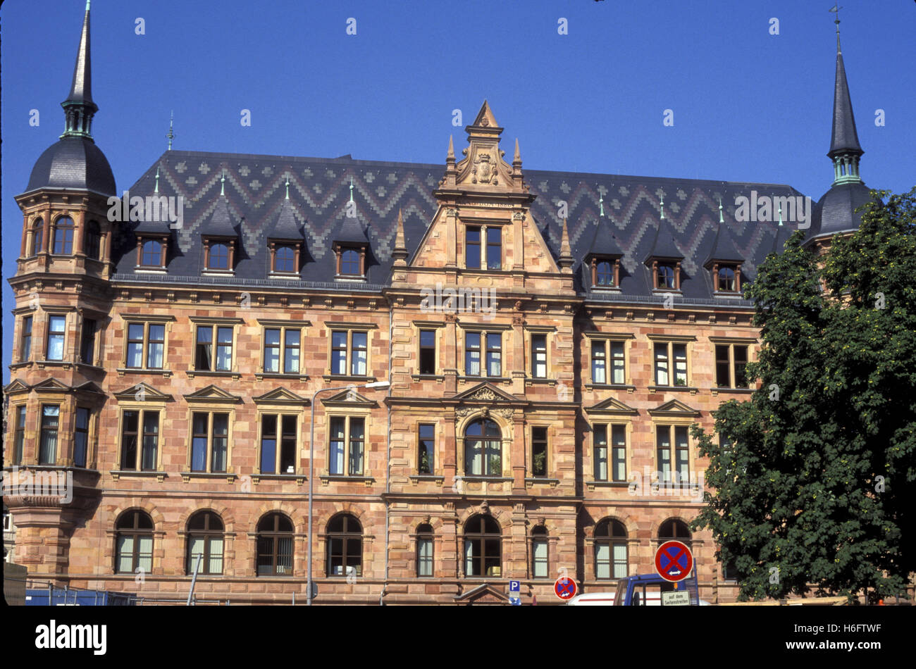 Germania, Hesse, Wiesbaden, il retro del municipio . Foto Stock