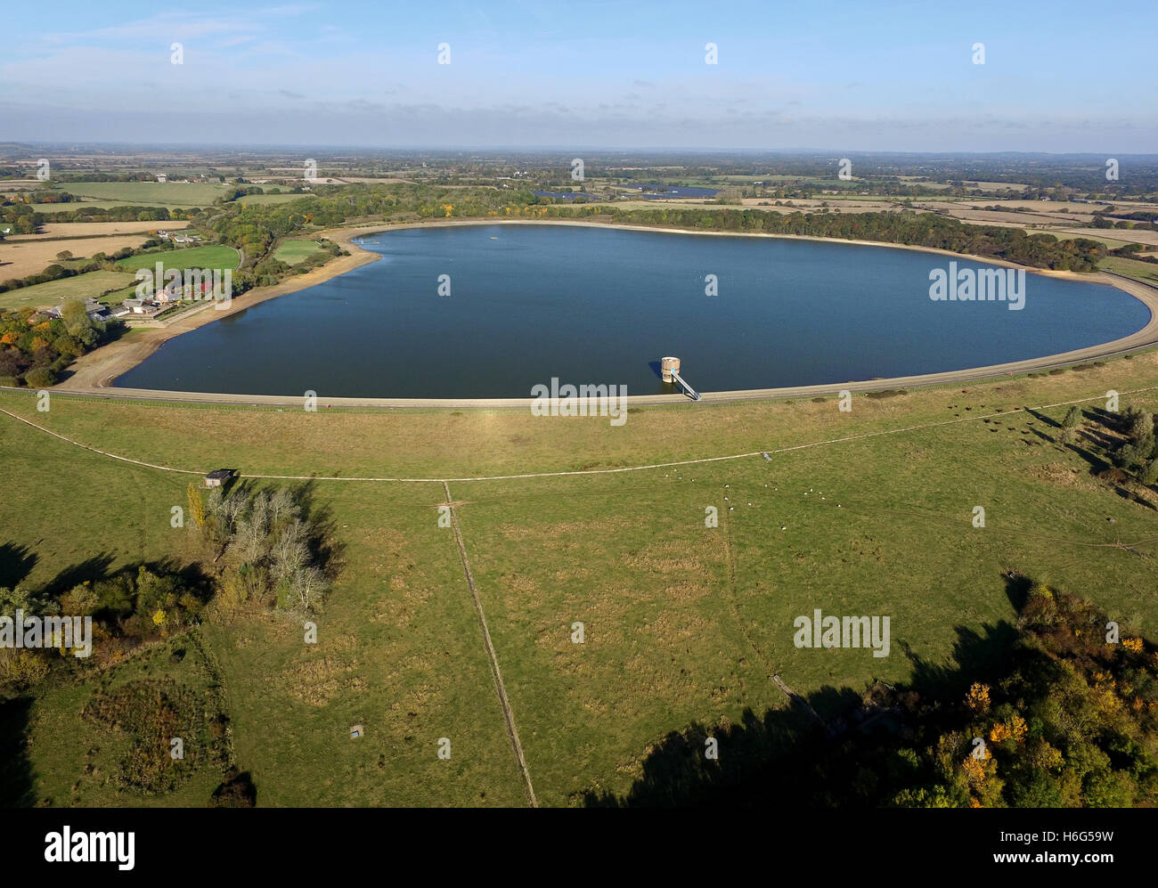 Vista aerea del serbatoio di Arlington, East Sussex Foto Stock