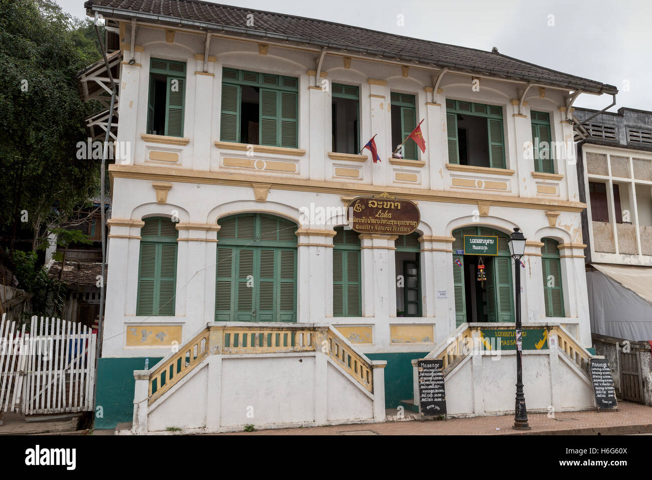 Casa coloniale francese, Luang Prabang, Laos Foto Stock