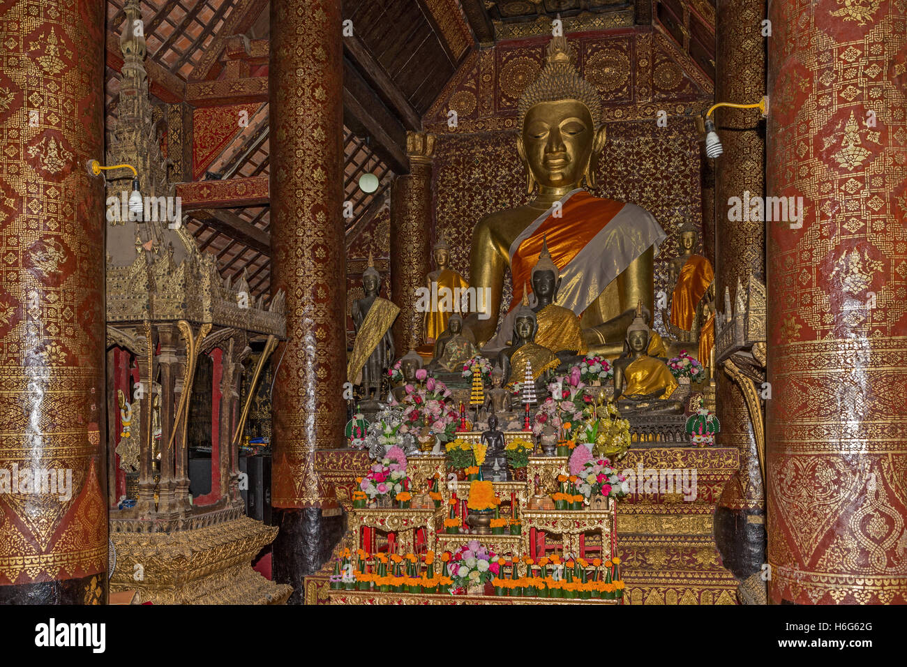 Tempio reale dei Re del Laos, Wat Xieng Thong, Monastero della Città d'Oro, tempio buddista / monastero del Laos, Luang Prabang, Laos Foto Stock