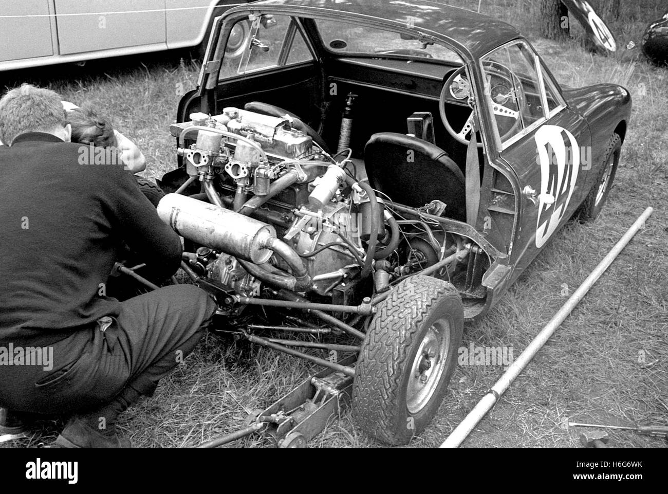 DS301 Lawrence motore il coperchio posteriore del motore rimosso Le Mans 1963 Foto Stock