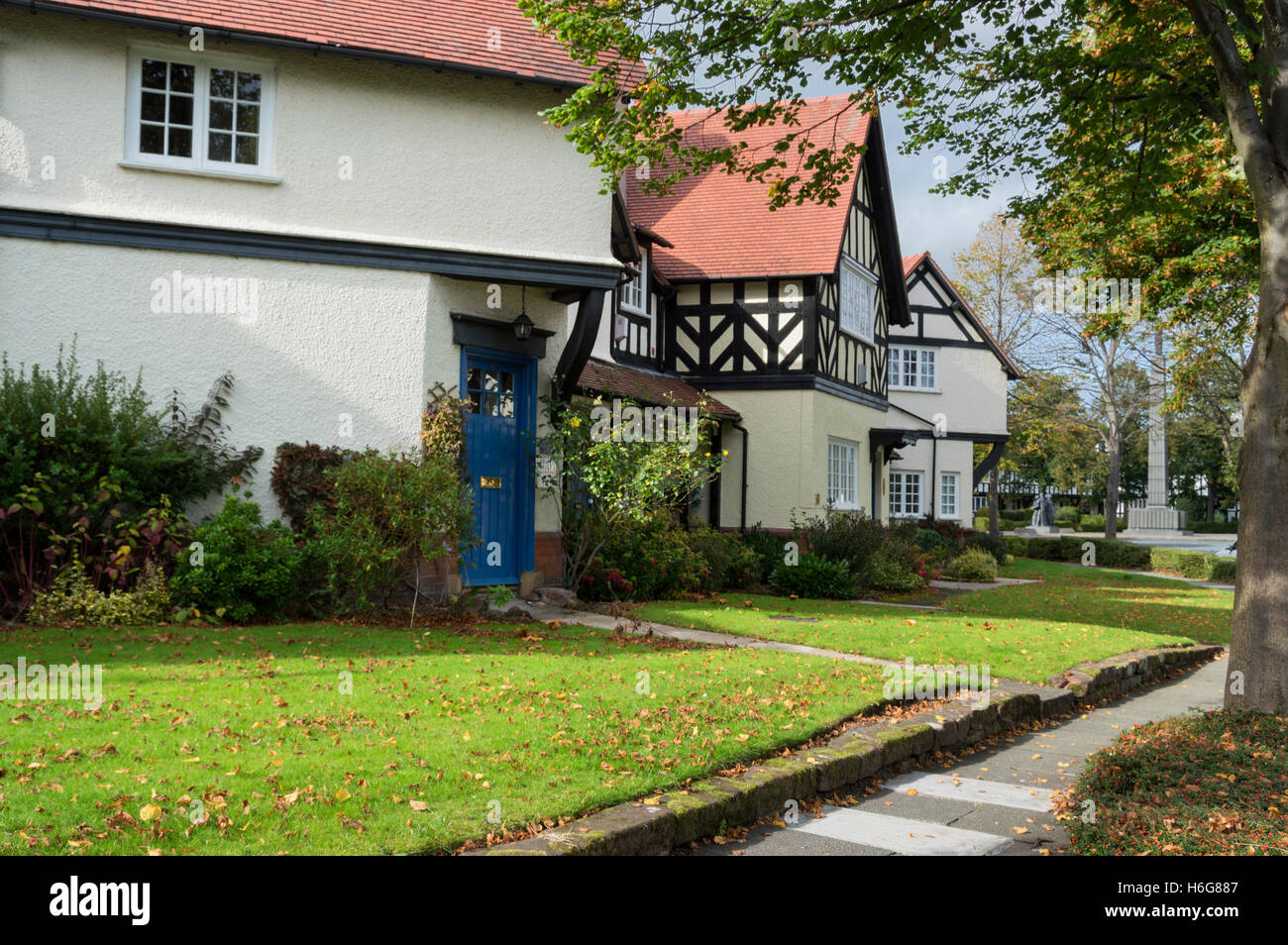 Lavoratori case, Port Sunlight, London, Wirral, Merseyside, Regno Unito Foto Stock